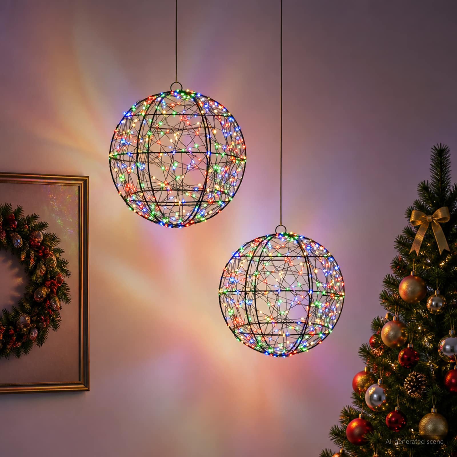 Jõulufiniaalne valgus 2 tk 600 LED-i Mitmevärviline