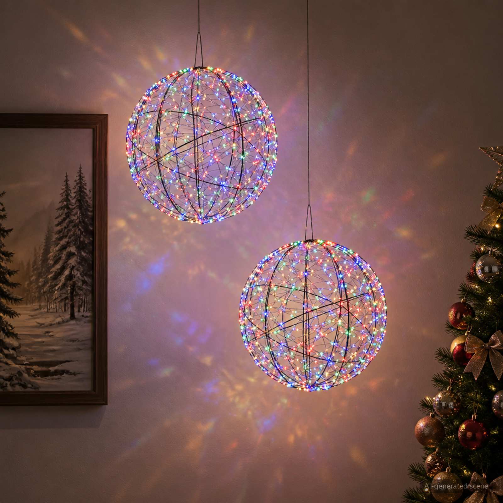 Jõulufiniaalne valgus 2 tk 1500 LED-i Mitmevärviline