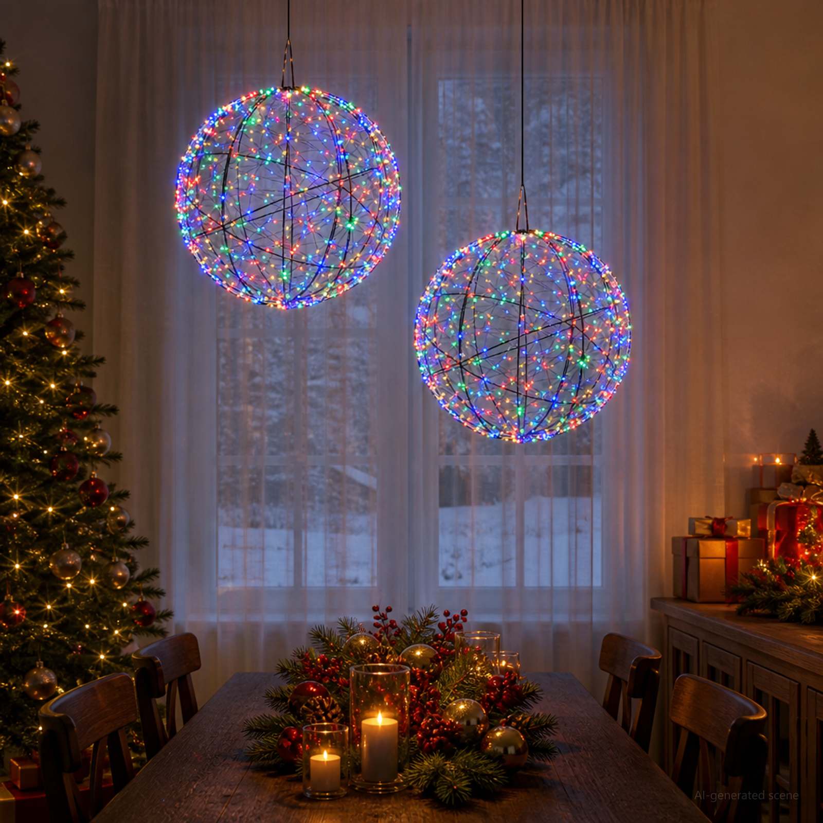 Jõulufiniaalne valgus 2 tk 1500 LED-i Mitmevärviline
