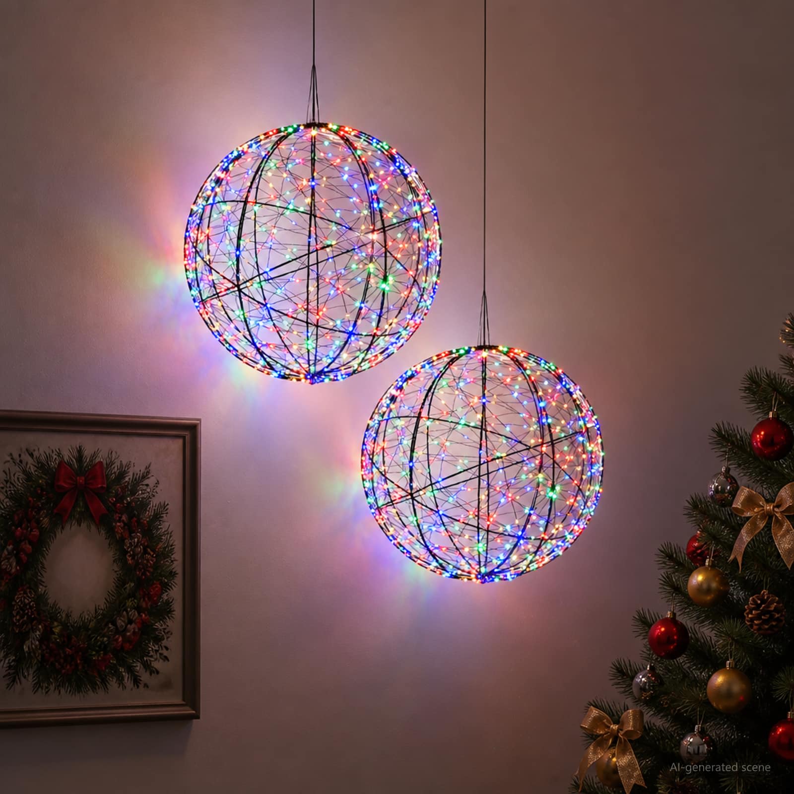 Jõulufiniaalne valgus 2 tk 1900 LED-i Mitmevärviline