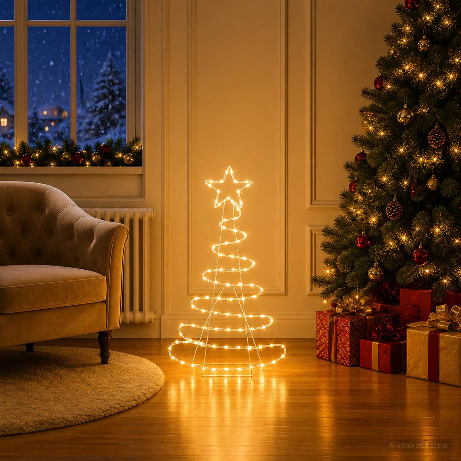 LED-jõulupuu siluett LOVIISA 100 LED-i Soe valge 51 x 99 cm