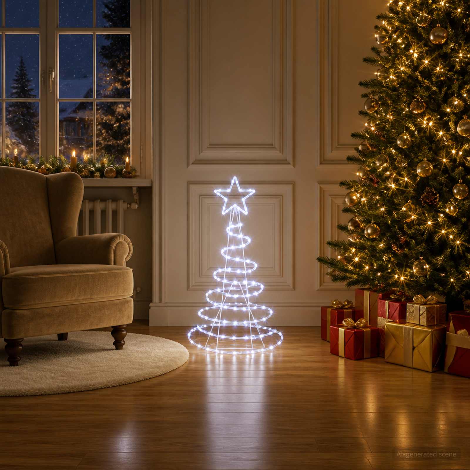 LED-jõulupuu siluett LOVIISA 100 LED-i Külm valge 51 x 99 cm
