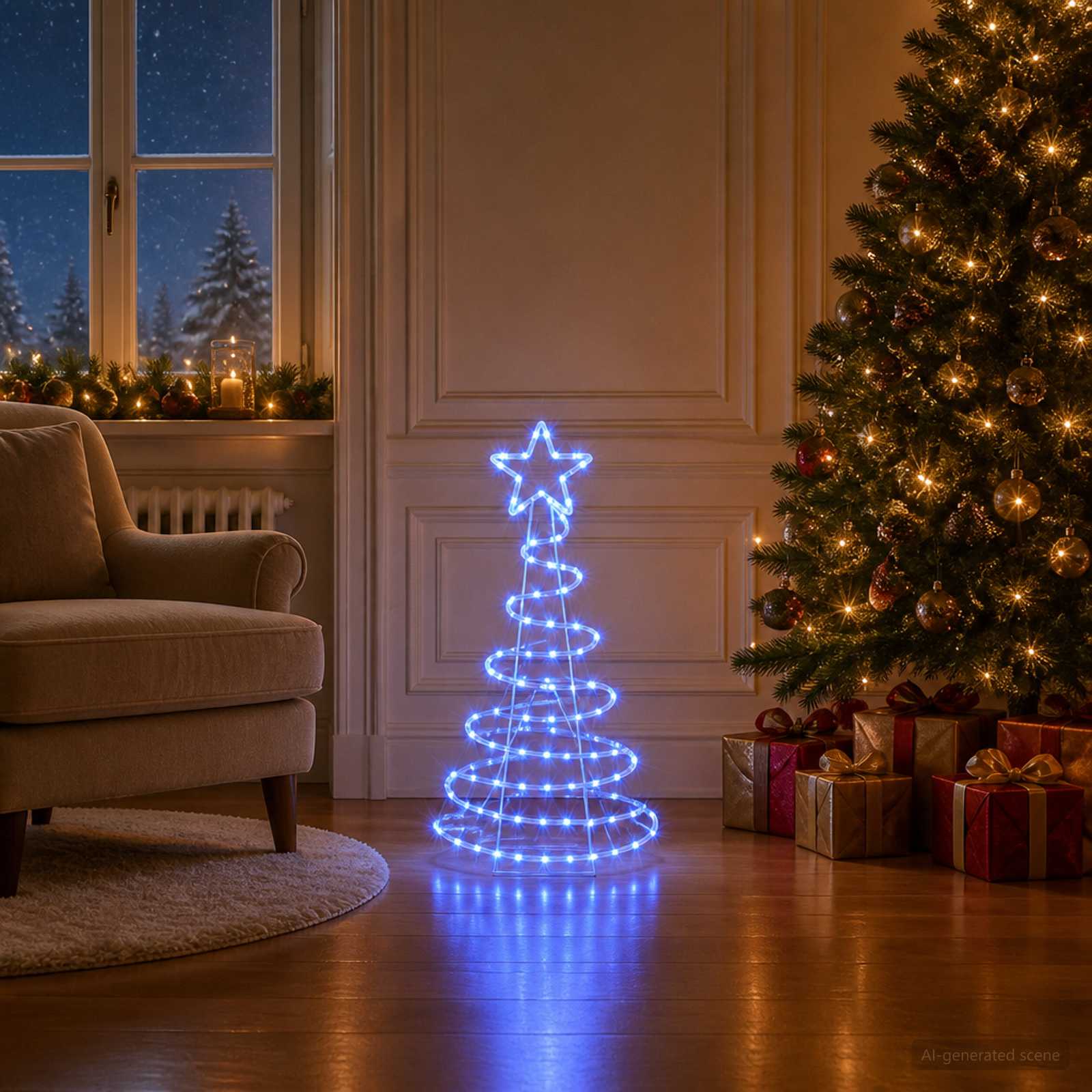 LED-jõulupuu siluett LOVIISA 100 LED-i Sinine 51 x 99 cm
