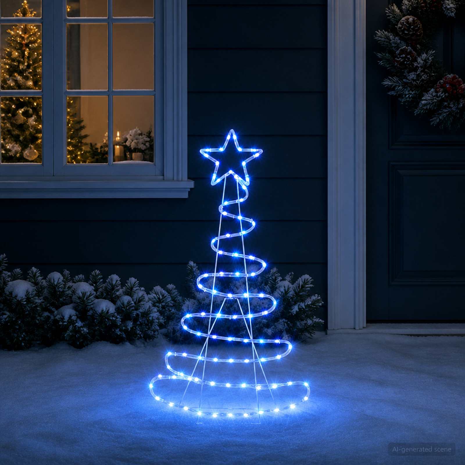 LED-jõulupuu siluett LOVIISA 100 LED-i Sinine 51 x 99 cm