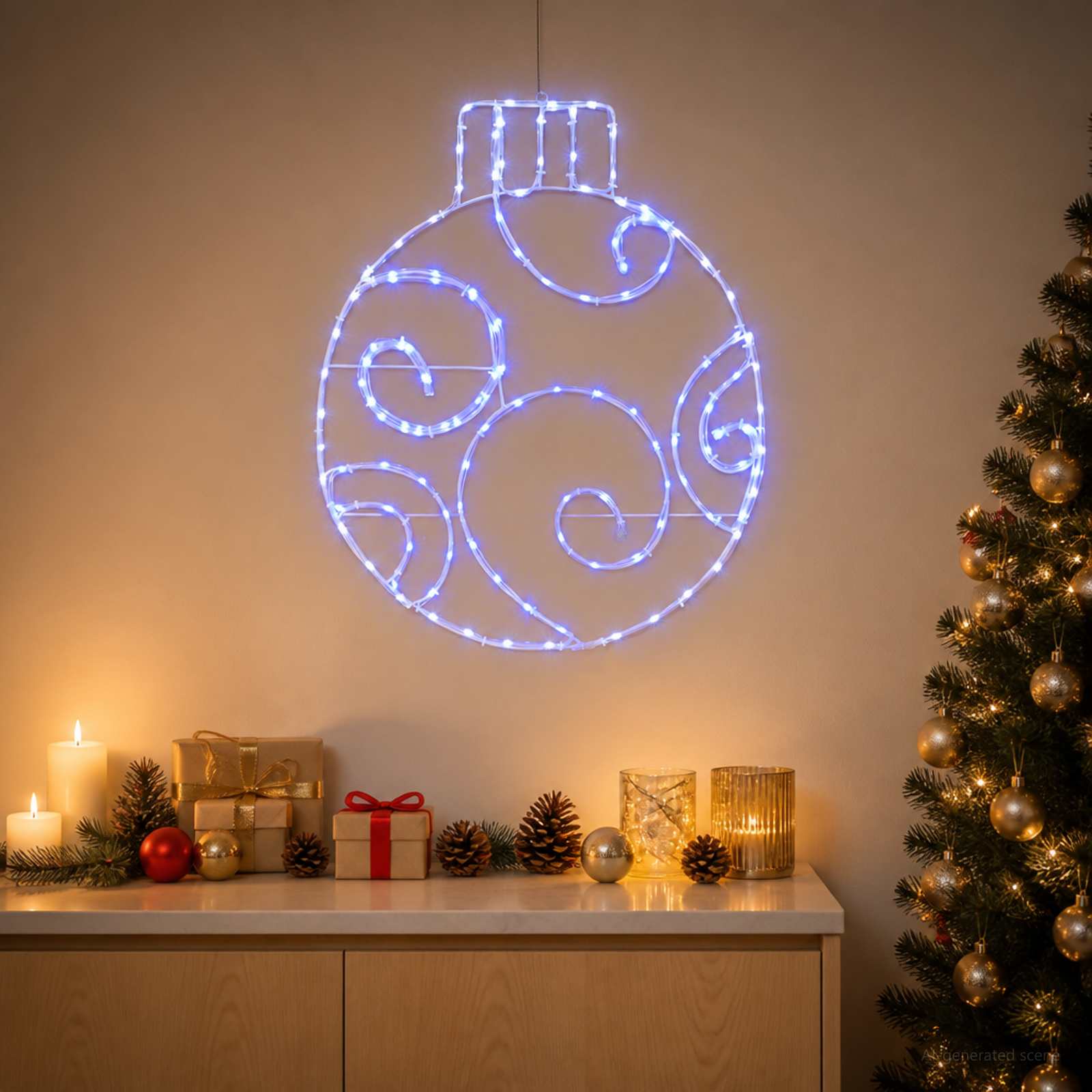 Valgustusega jõulukuul LOVIISA 160 LED-i Sinine 55 x 65 cm