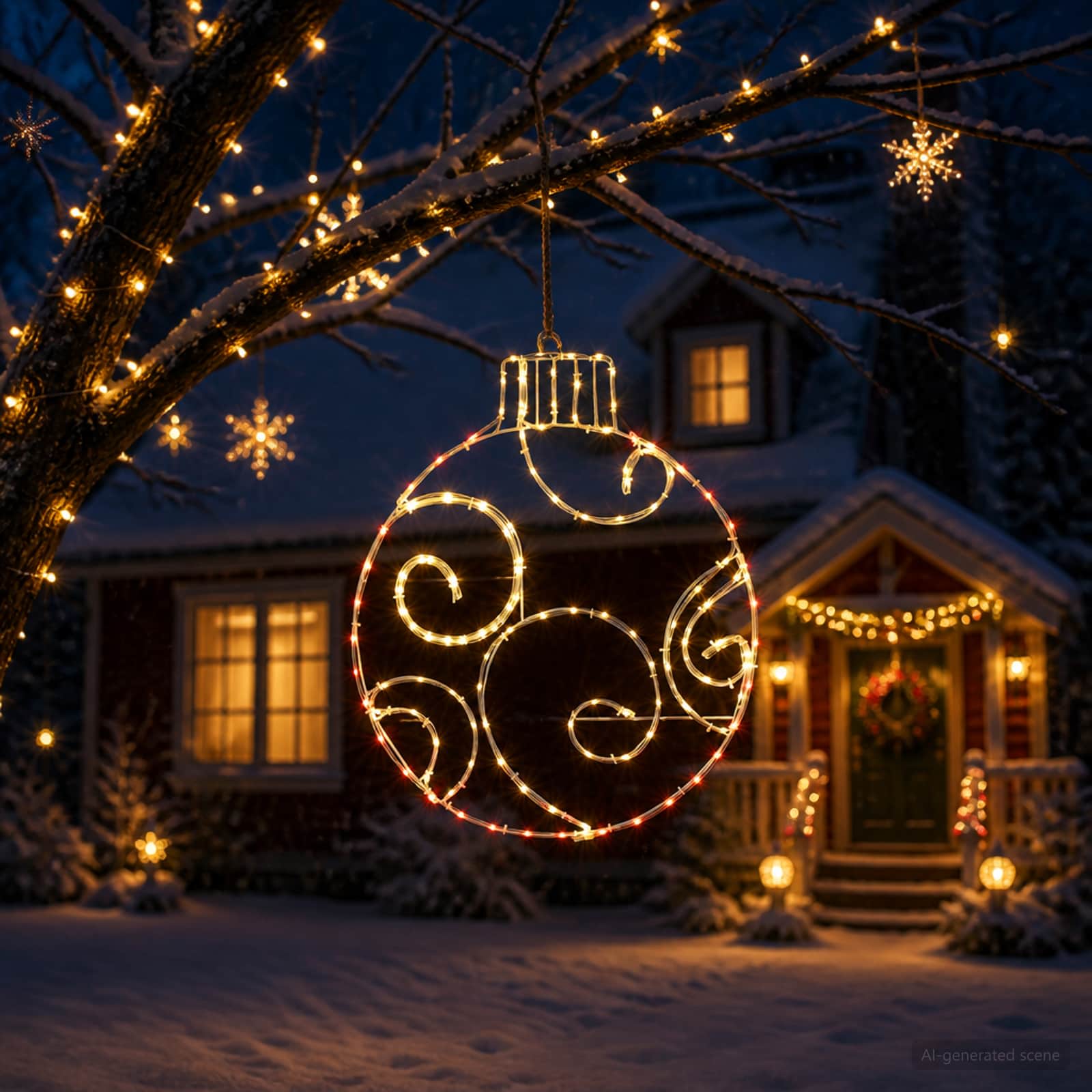 Valgustusega jõulukuul LOVIISA 160 LED-i Punane 55 x 65 cm