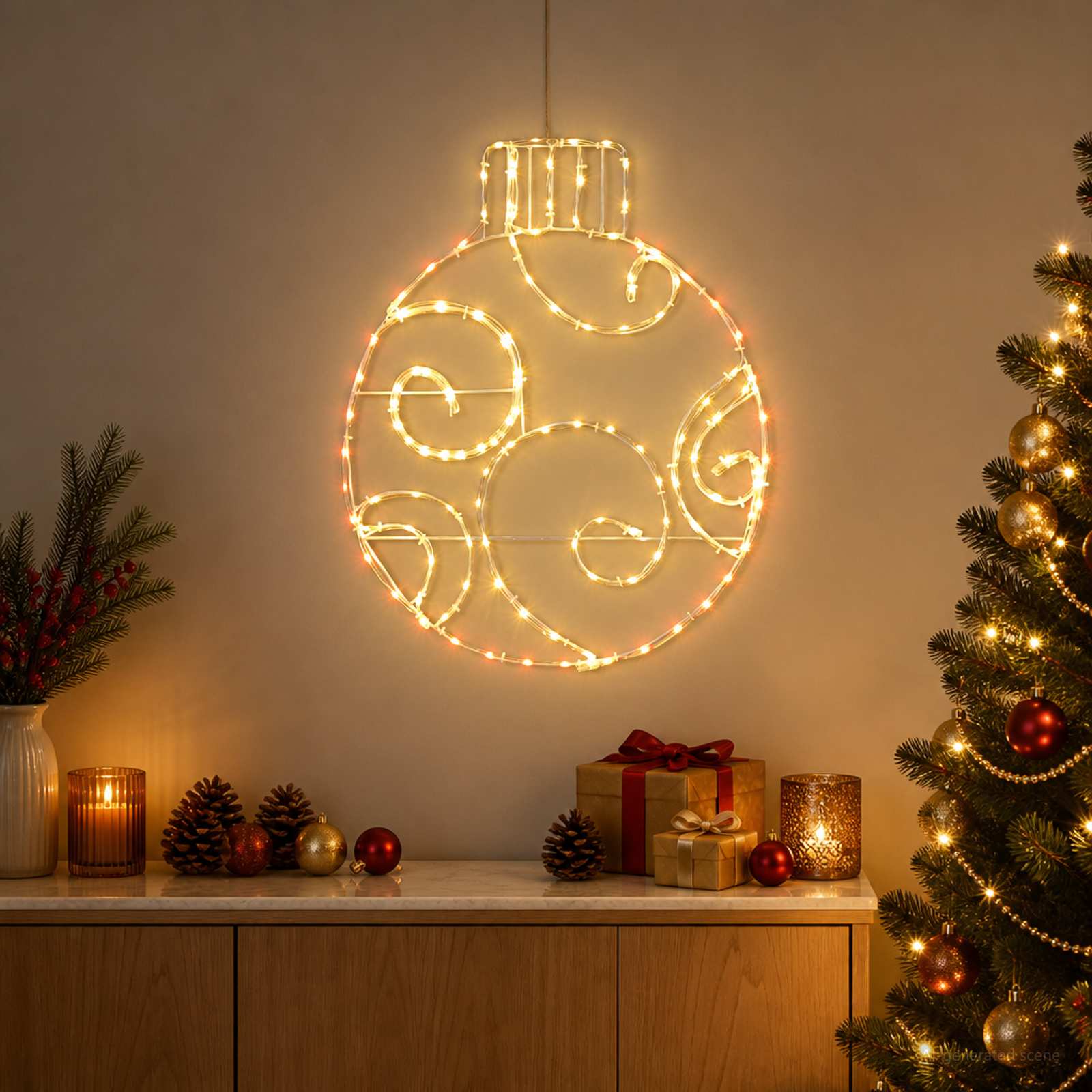 Valgustusega jõulukuul LOVIISA 160 LED-i Punane 55 x 65 cm