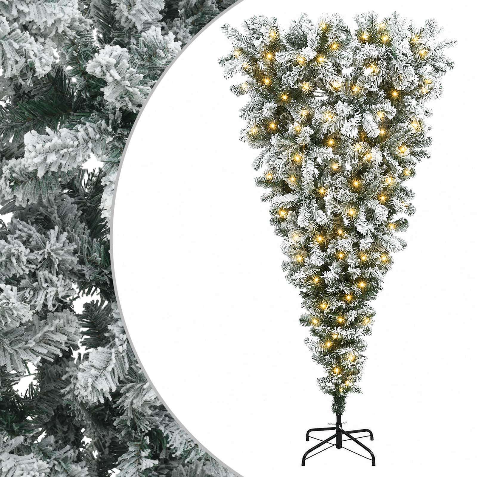 Tagurpidi Kunstlik Hingega Jõulupuu 180 cm 300 LED-i Soe valge