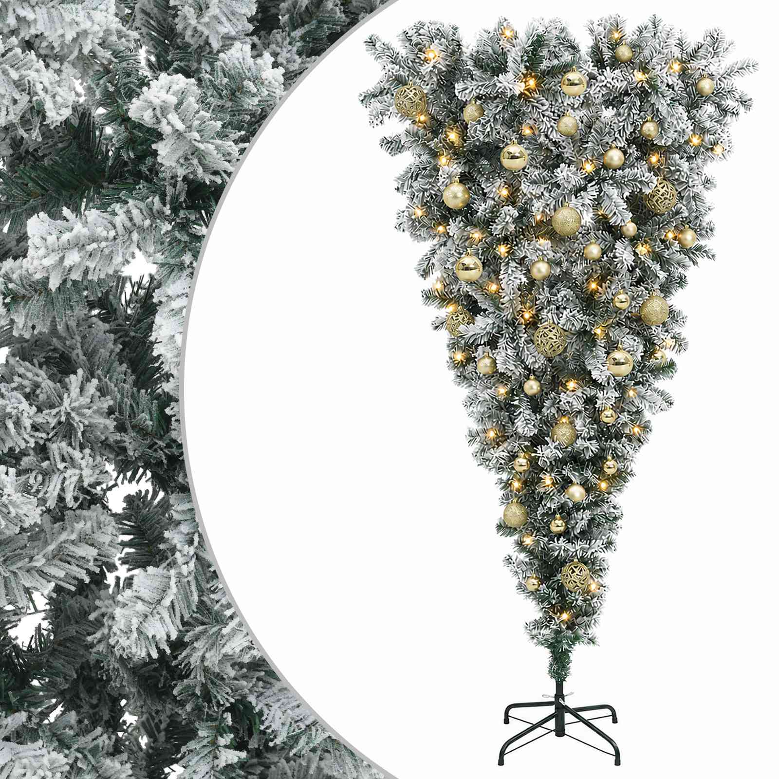 Tagurpidi Kunstlik Hingega Jõulupuu 150 cm 150 LED-i Soe valge