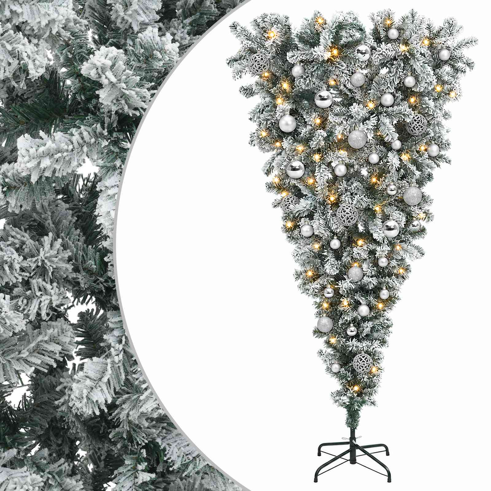 Tagurpidi Kunstlik Hingega Jõulupuu 150 cm 150 LED-i Soe valge