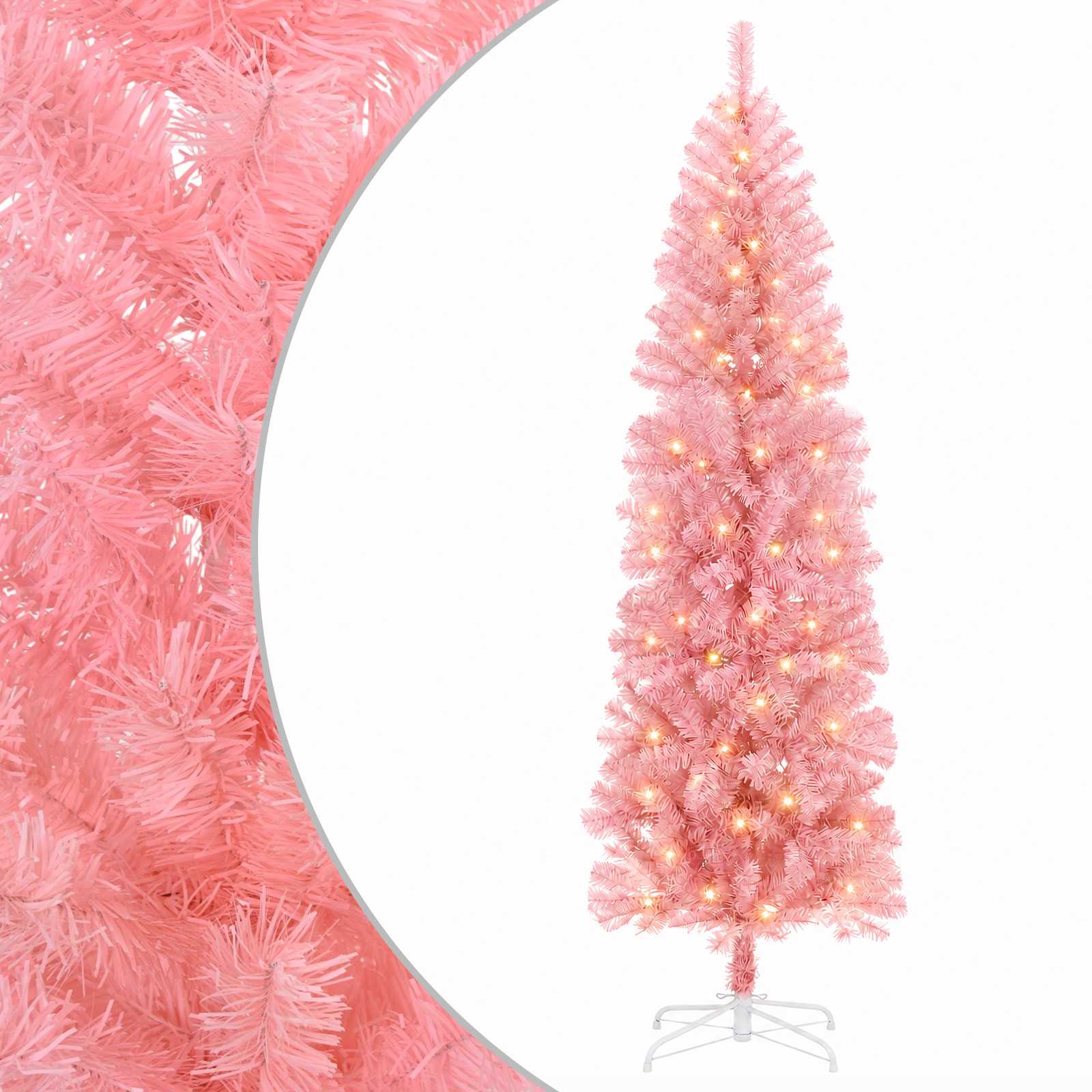 Kunstlik õhuke jõulukuusk 180 cm 300 LED-i Soe valge