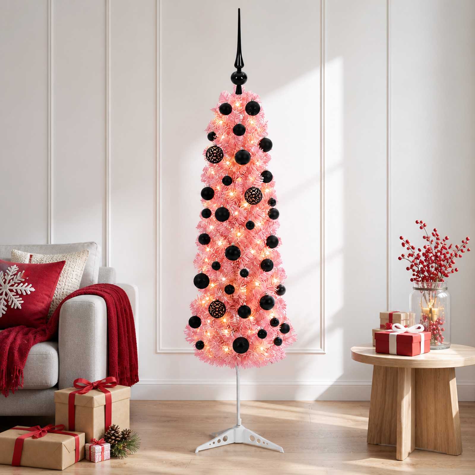 Kitsas kunstjõulupuu jõulukuuliga 120 cm 150 LED-i Soe valge