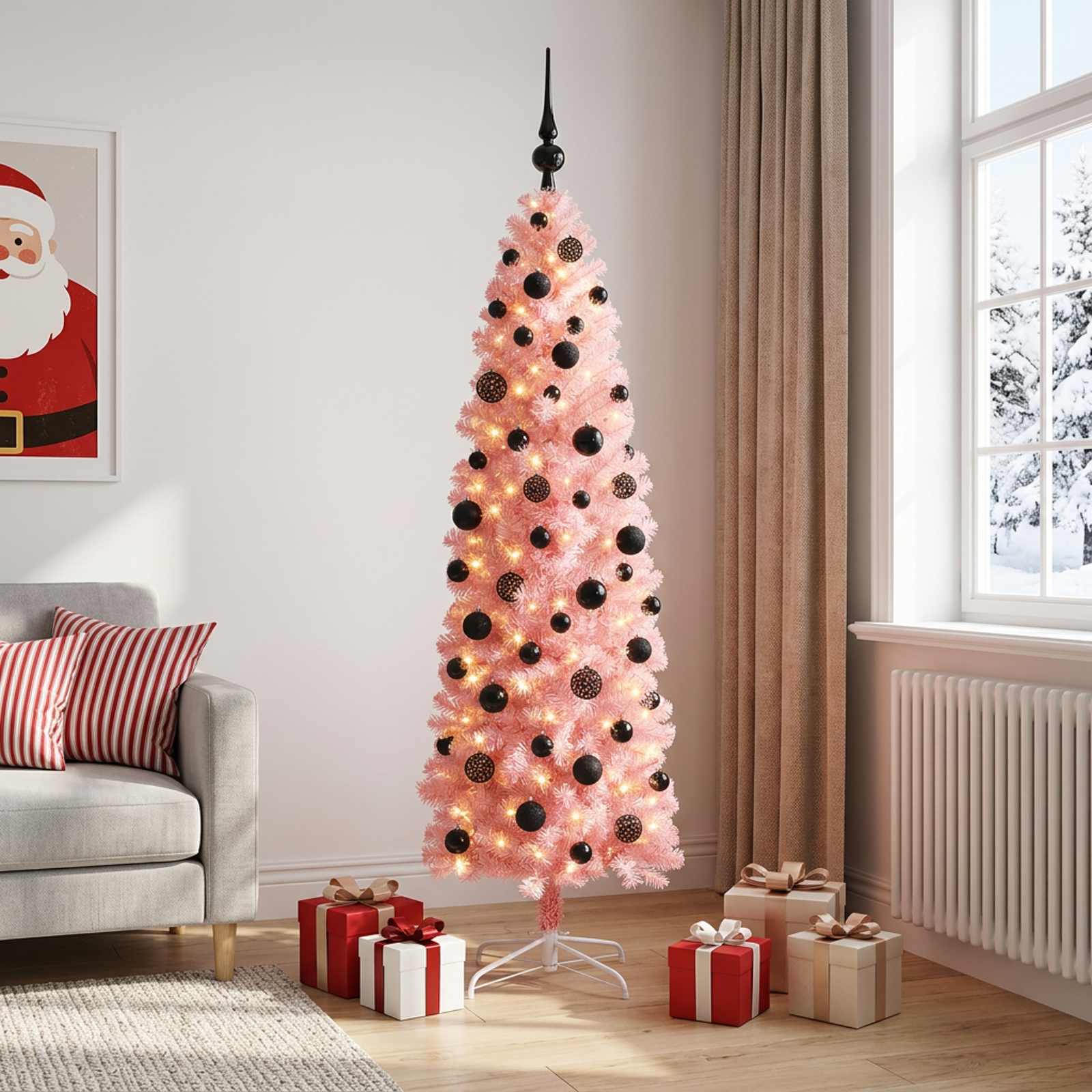 Kitsas kunstlik jõulupuu jõulukuuliga 180 cm 300 LED-i