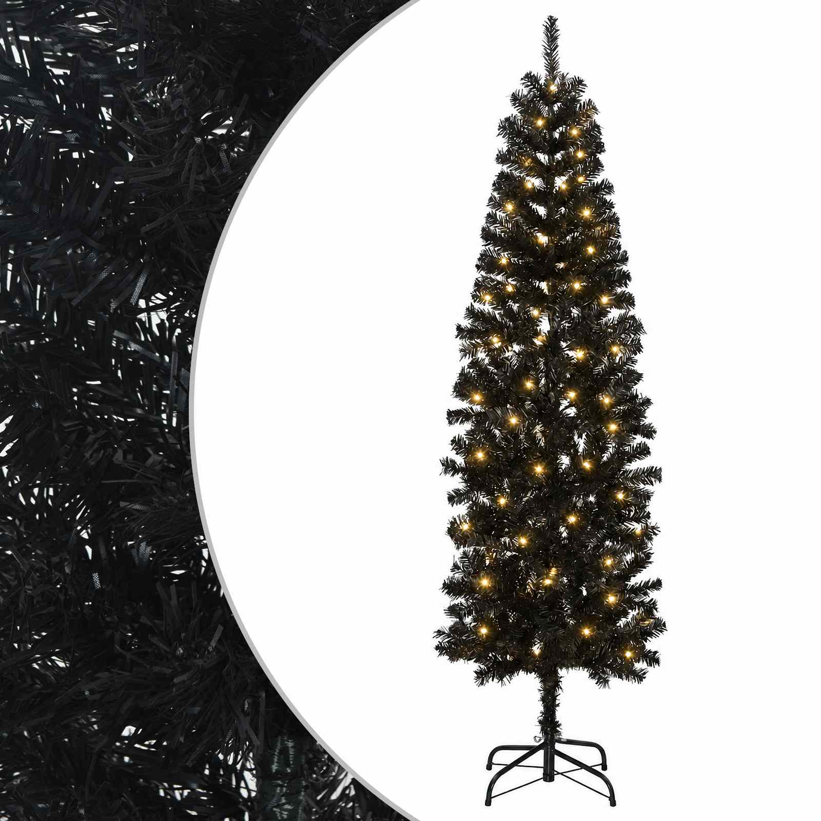 Kunstlik õhuke jõulukuusk 180 cm 300 LED-i Soe valge