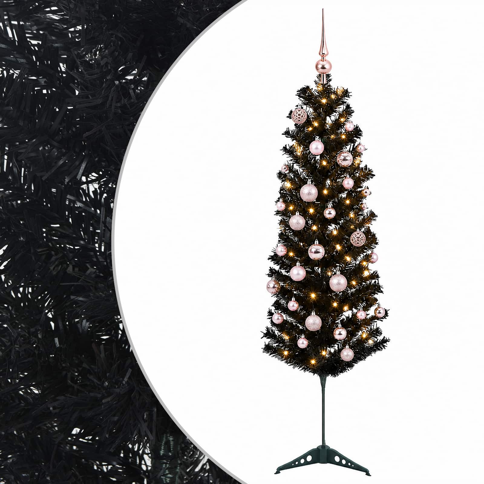 Kitsas kunstkuusk koos jõulukuulidega 150 cm 150 LED-i