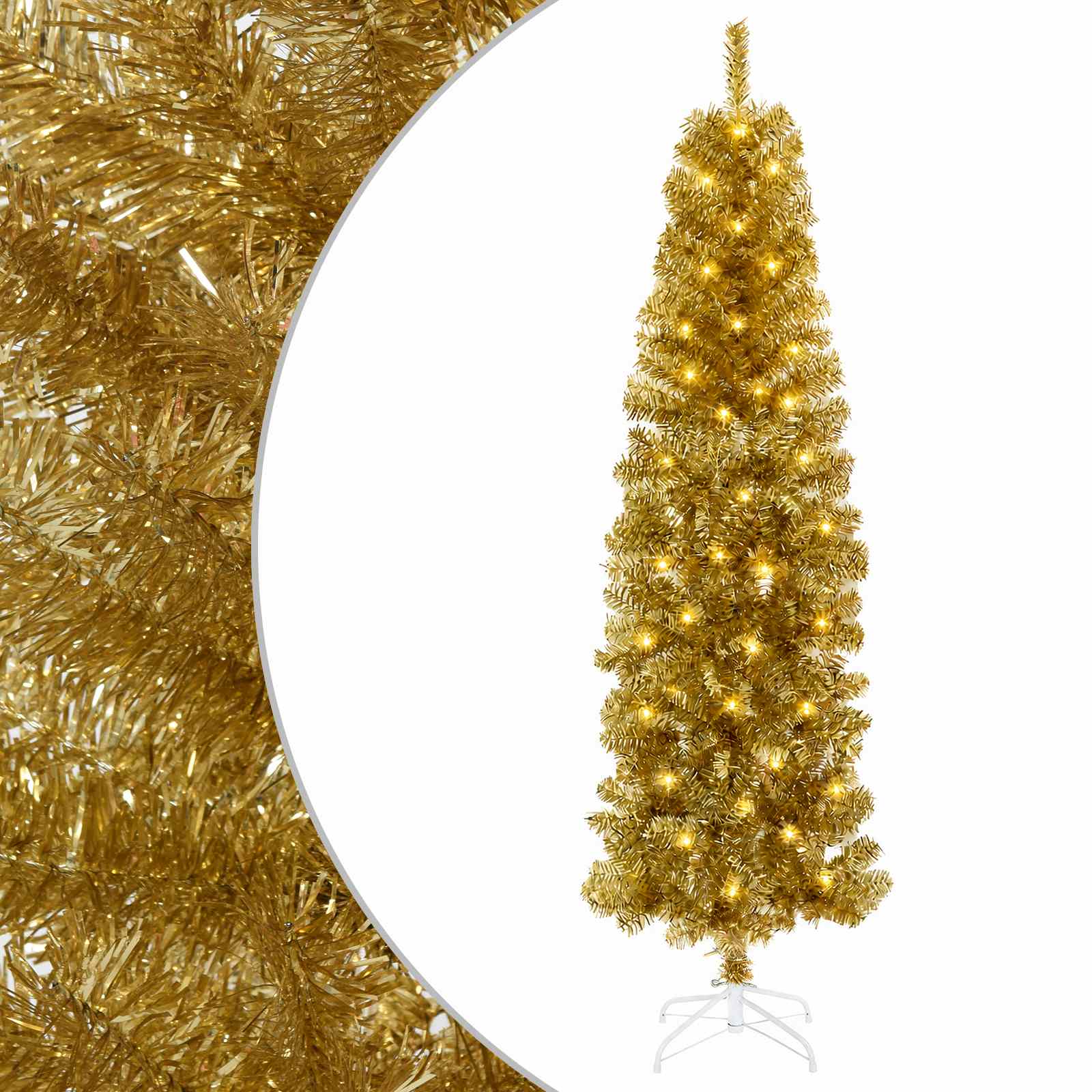 Kunstlik õhuke jõulupuu koos kaunistustega 180 cm 300 LED-i