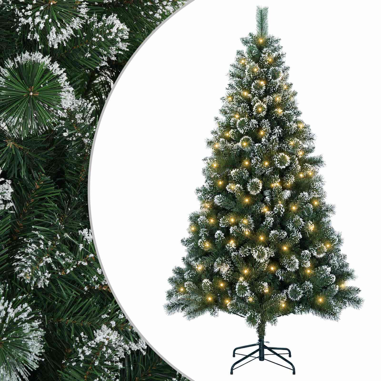 Tehisjõulupuu 180 cm 300 LED-i Soe valge PVC ja metall Roheline