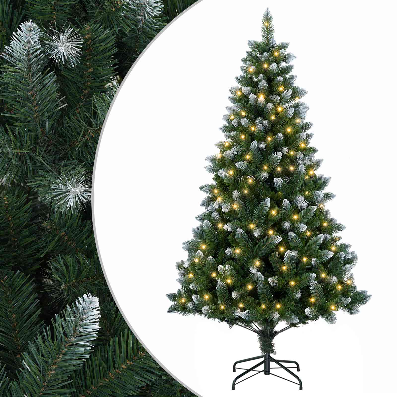 Tehisjõulupuu 120 cm 150 LED-i Soe valge PVC ja metall Roheline