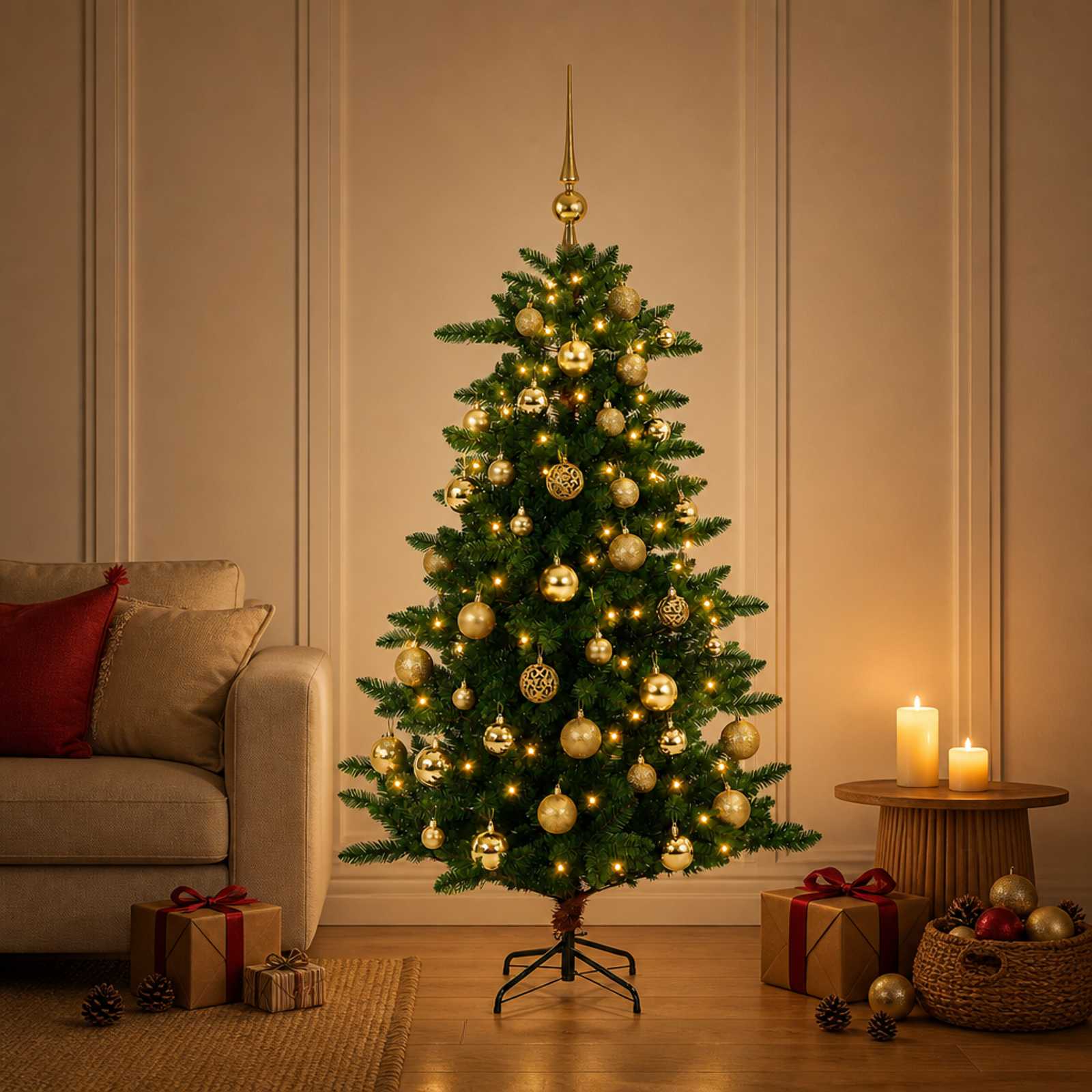 Artificial Christmas Tree with Bauble 120 cm 150 LED-i