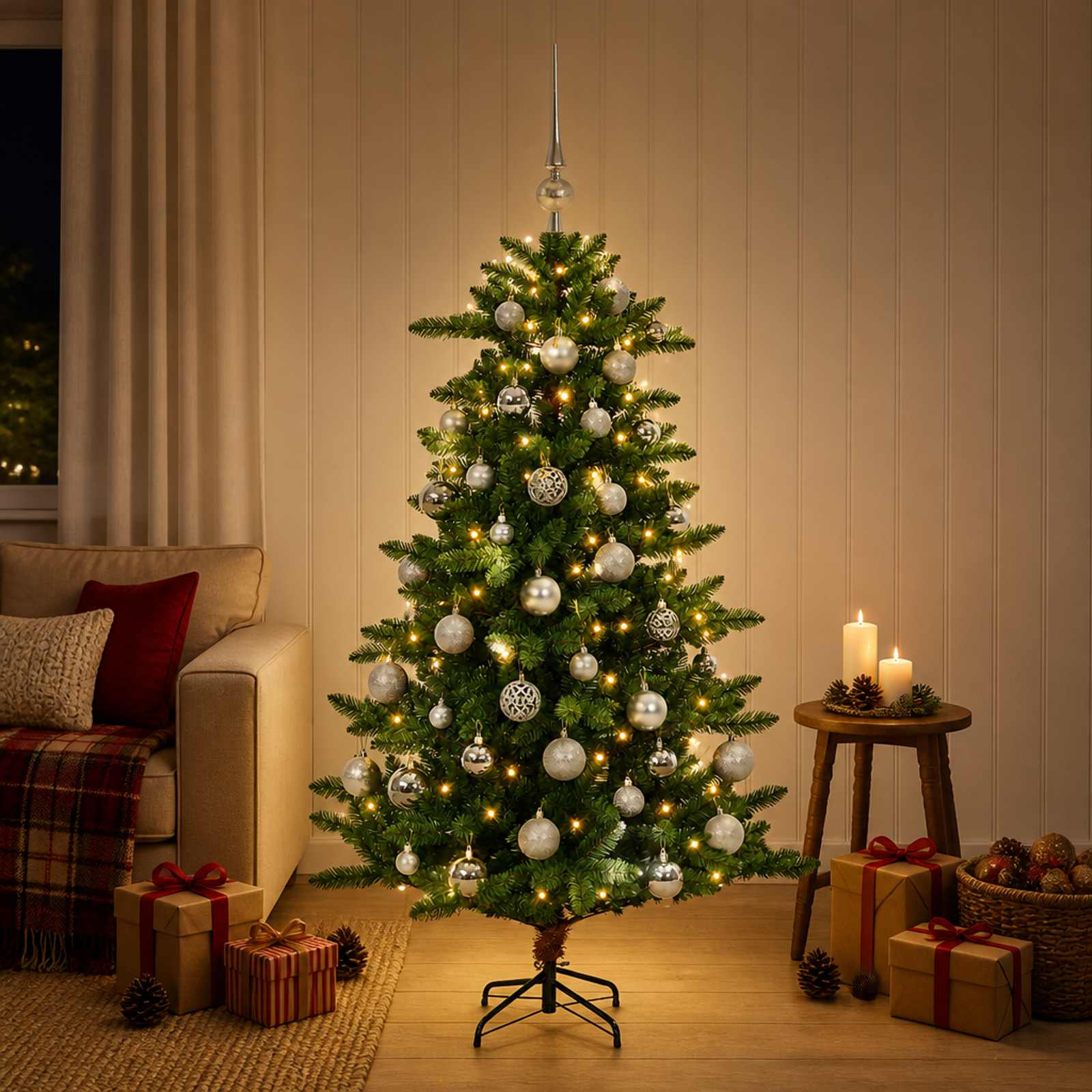 Artificial Christmas Tree with Bauble 120 cm 150 LED-i