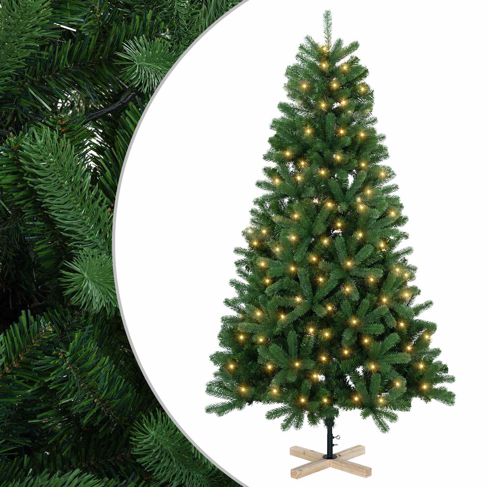 Tehisjõulupuu 180 cm 300 LED-i Soe valge PVC Roheline