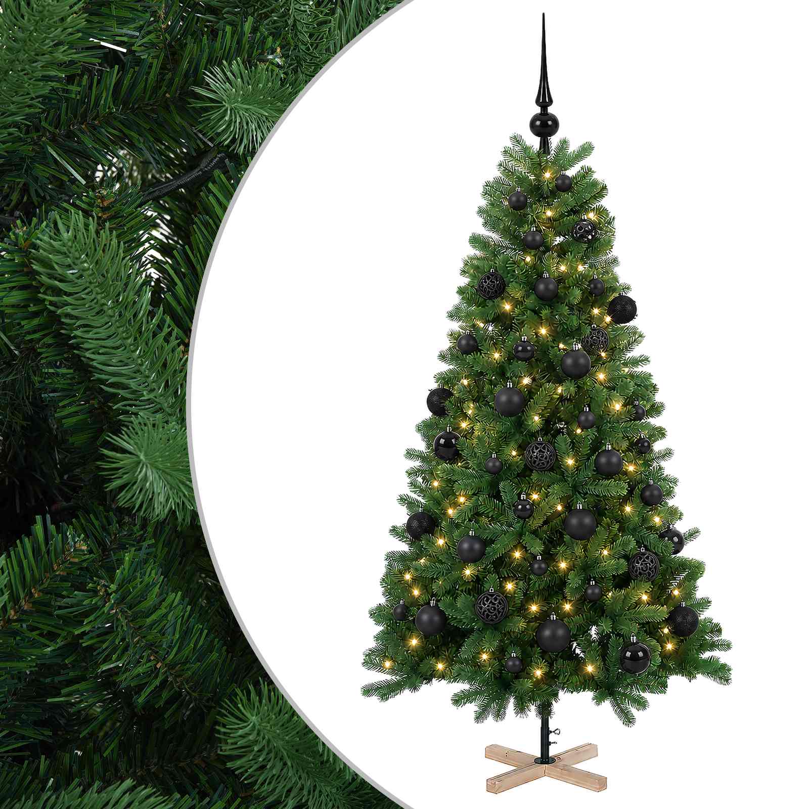 Kunstkuusk koos jõulukuuliga 150 cm 150 LED-i Soe valge PVC