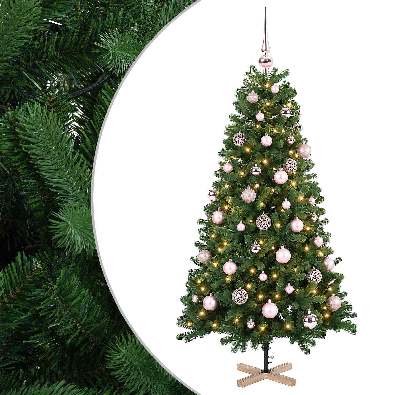 Kunstkuusk koos jõulukuuliga 150 cm 150 LED-i Soe valge PVC