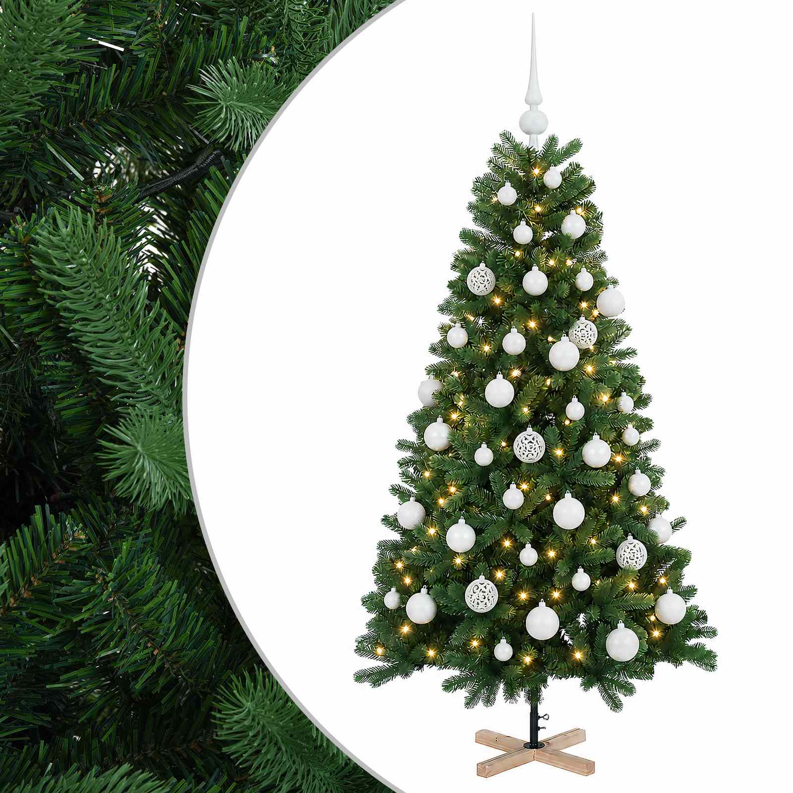 Kunstkuusk koos jõulukuuliga 150 cm 150 LED-i Soe valge PVC