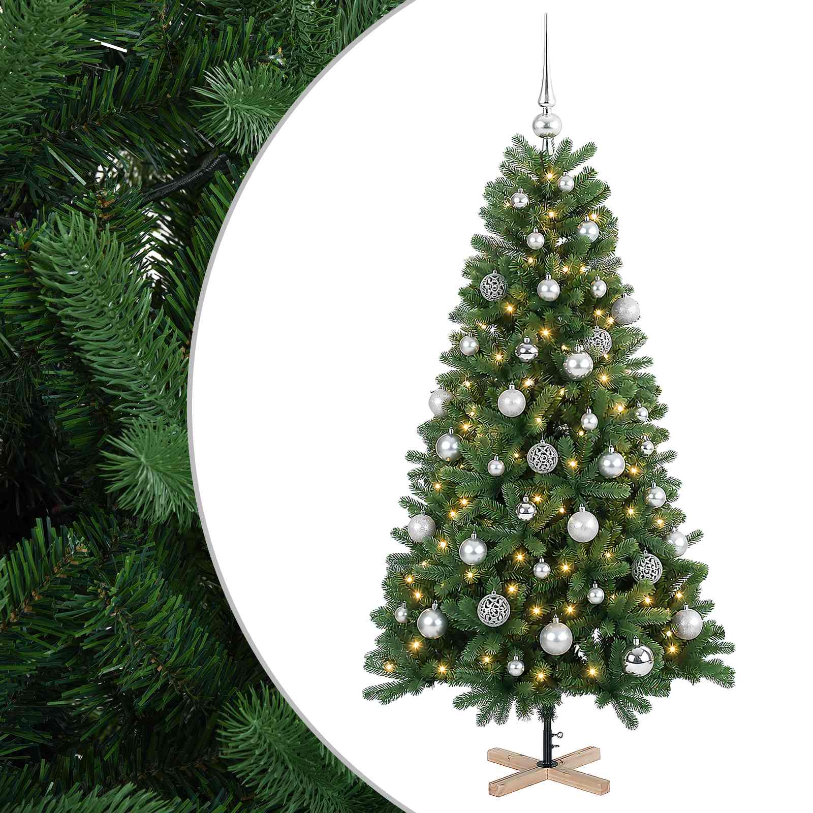 Kunstkuusk koos jõulukuuliga 150 cm 150 LED-i Soe valge PVC