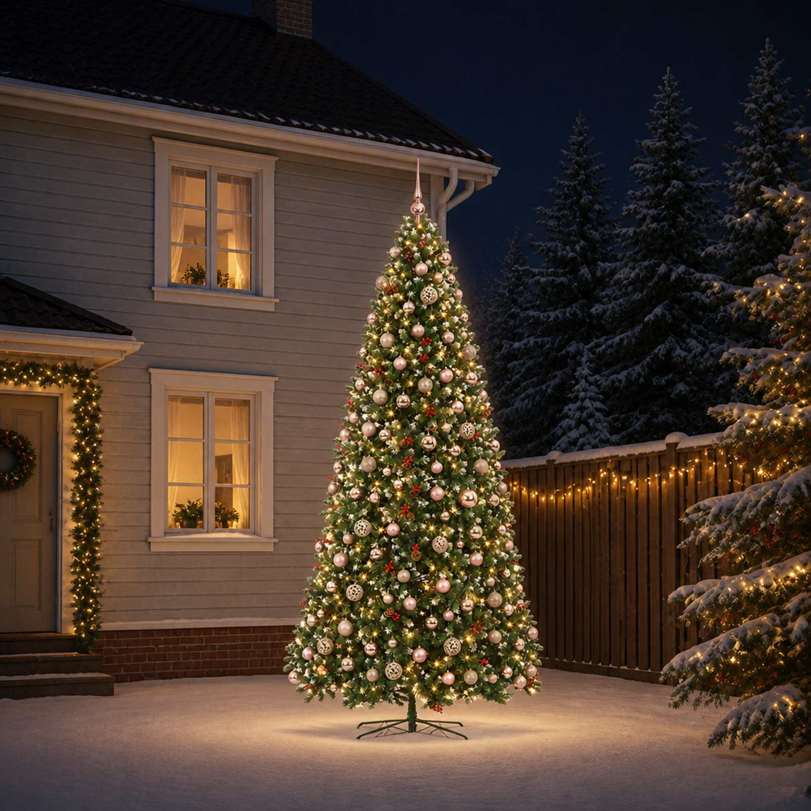 Kunstlik hingedega jõulupuu koos jõulukuuliga 500 cm 900 LED-i