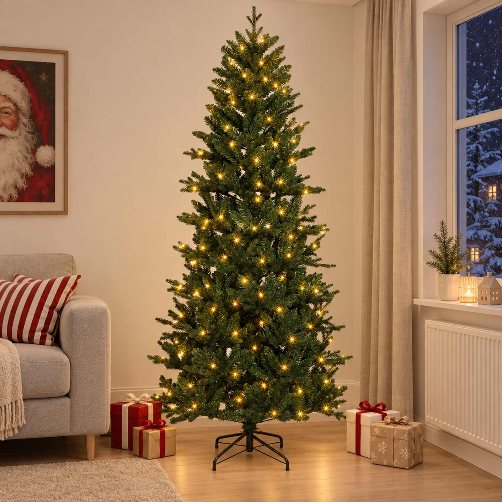 Kunstlik kokkupandav jõulupuu 180 cm 300 LED-i Soe valge
