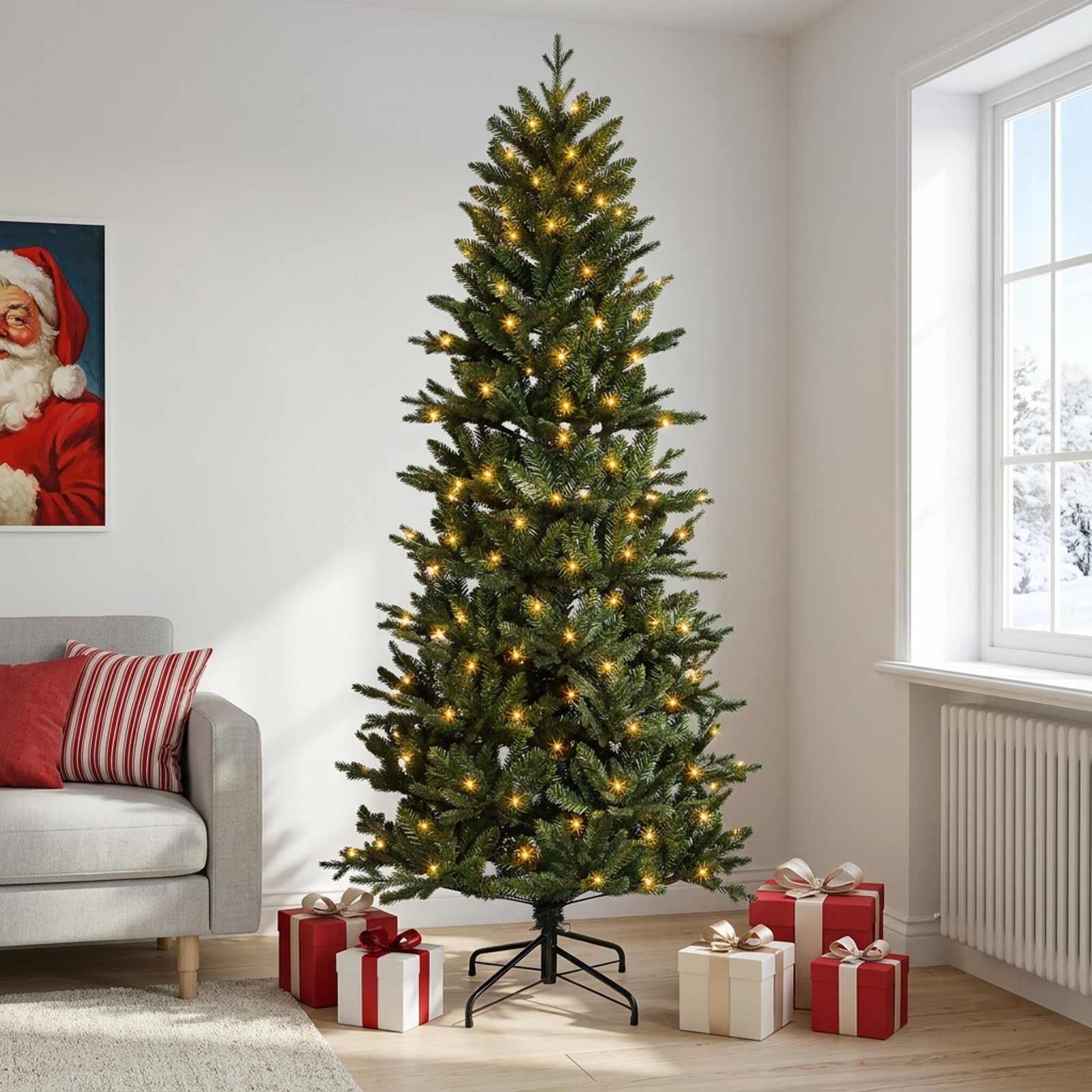 Kunstlik kokkupandav jõulupuu 180 cm 300 LED-i Soe valge