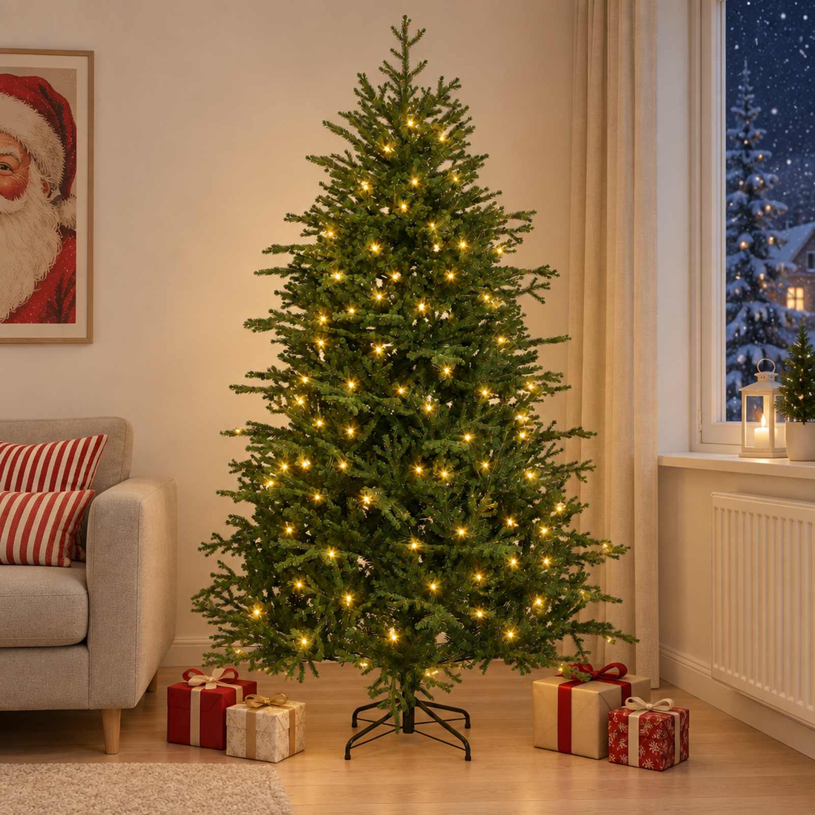 Kunstlik kokkupandav jõulupuu 180 cm 300 LED-i Soe valge