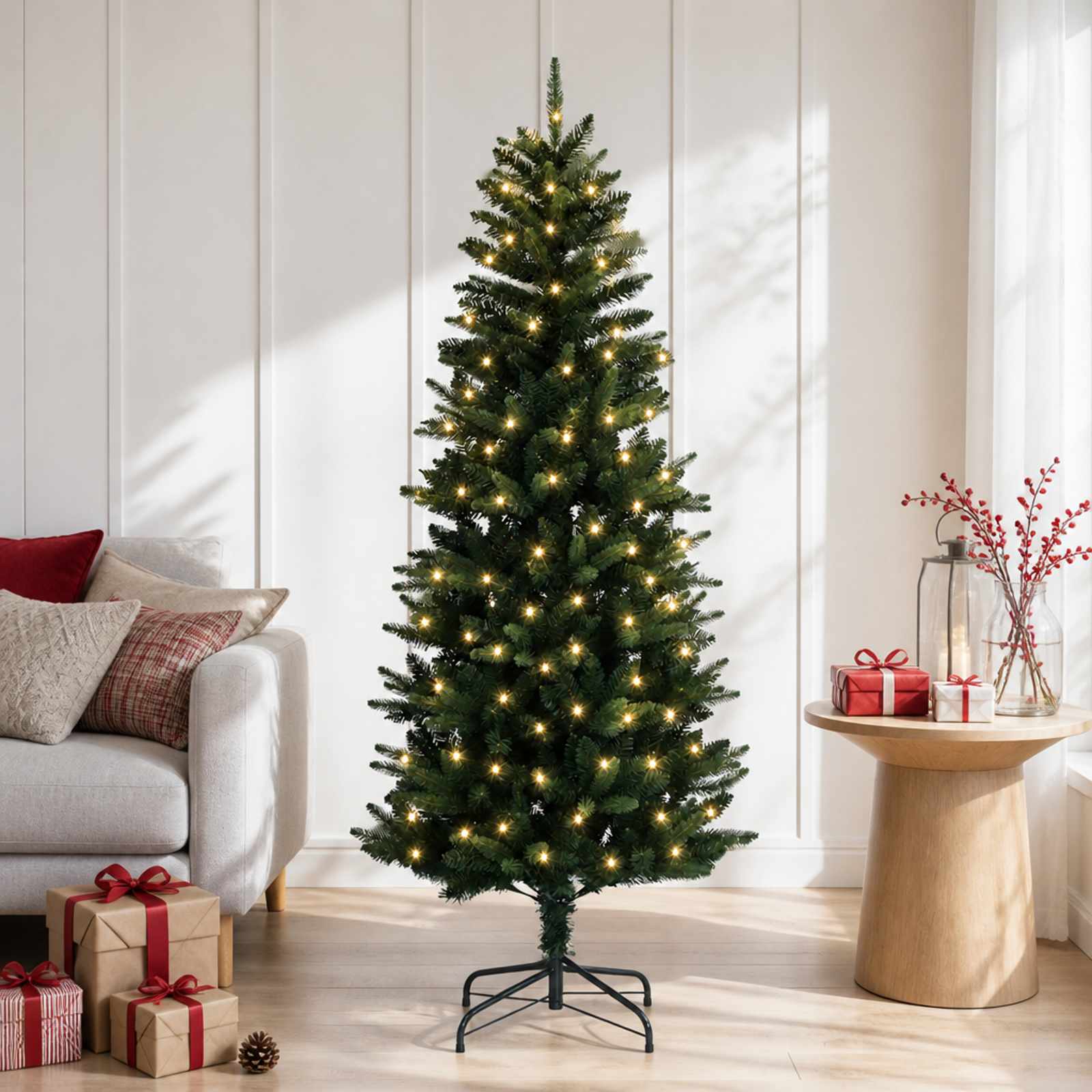 Kunstlik kokkupandav jõulupuu 150 cm 150 LED-i Soe valge