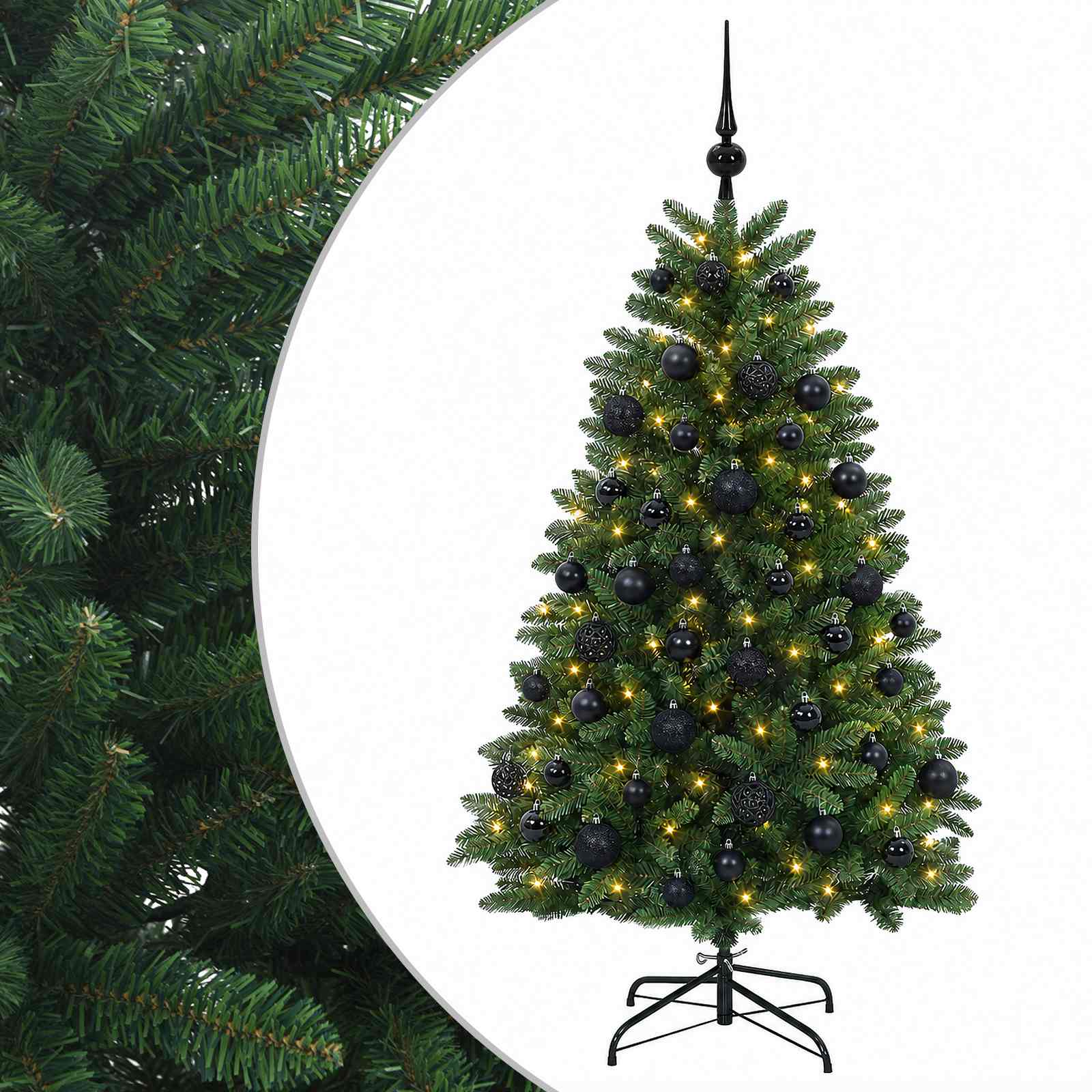 Kunstkuusk, keskroheline, jõulukuulidega 150 cm 150 LED-i