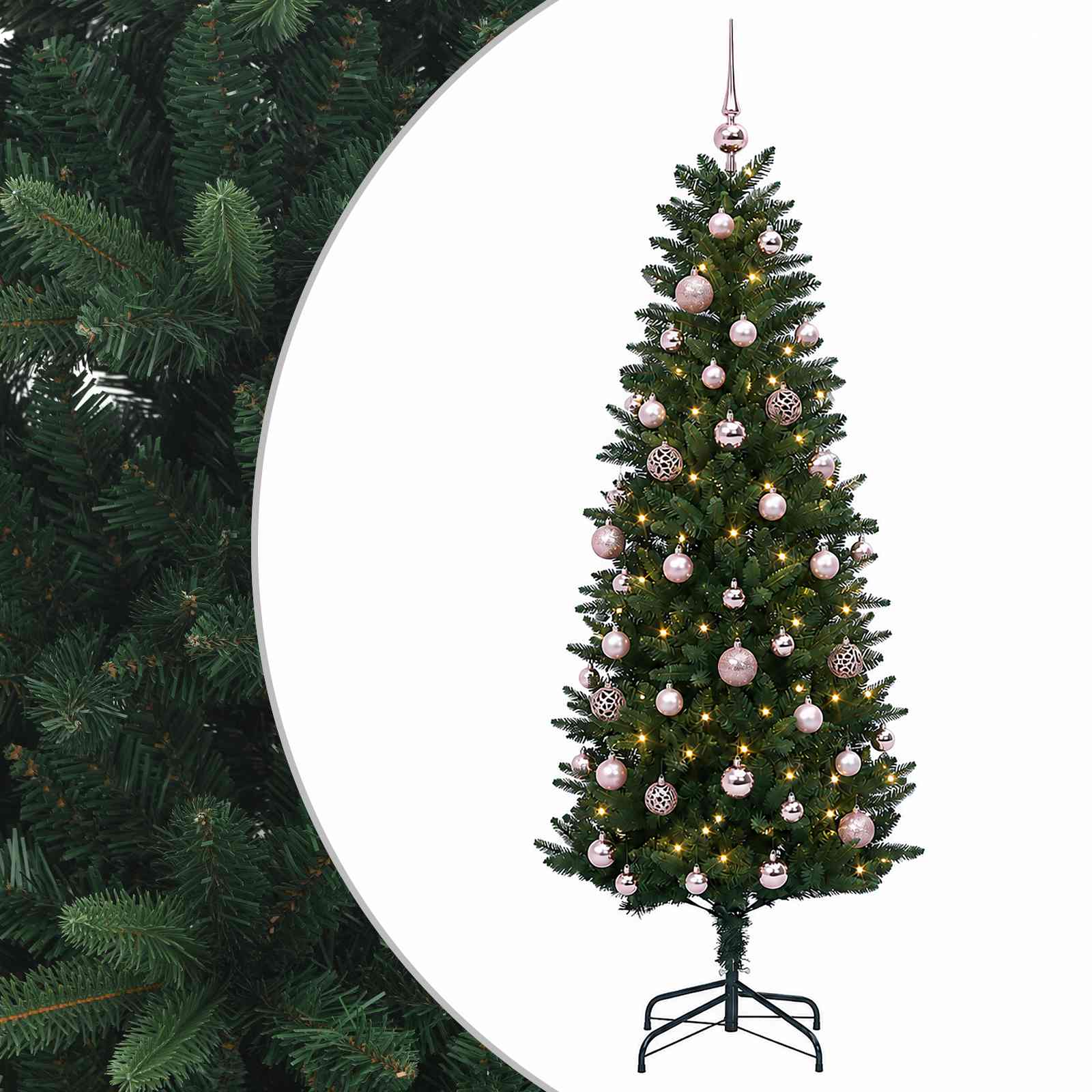 Tehisjõulukuusk koos kaunistustega 120 cm 150 LED-i Soe valge