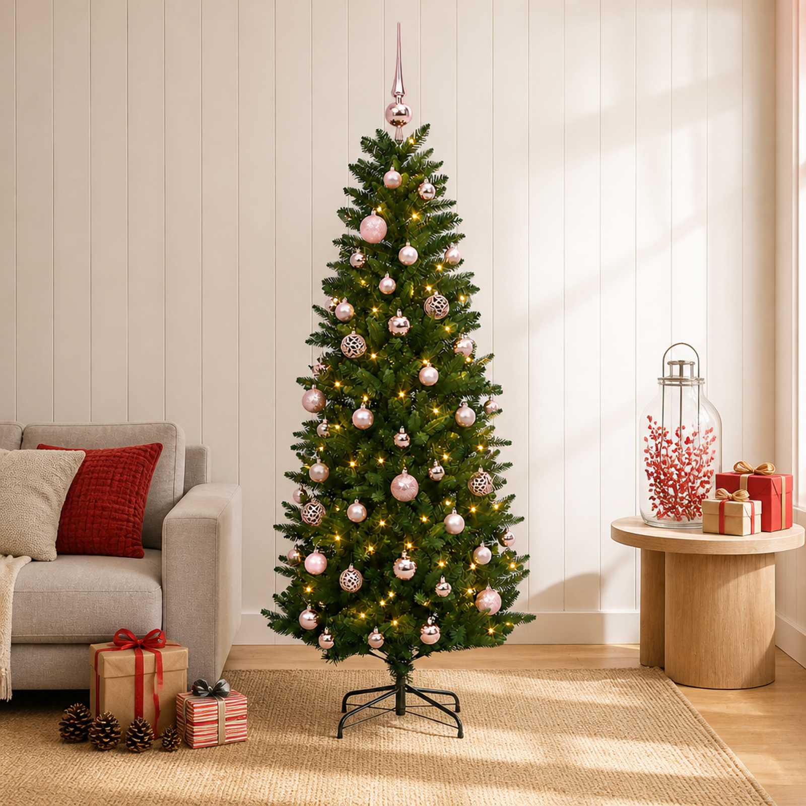 Tehisjõulukuusk koos kaunistustega 120 cm 150 LED-i Soe valge