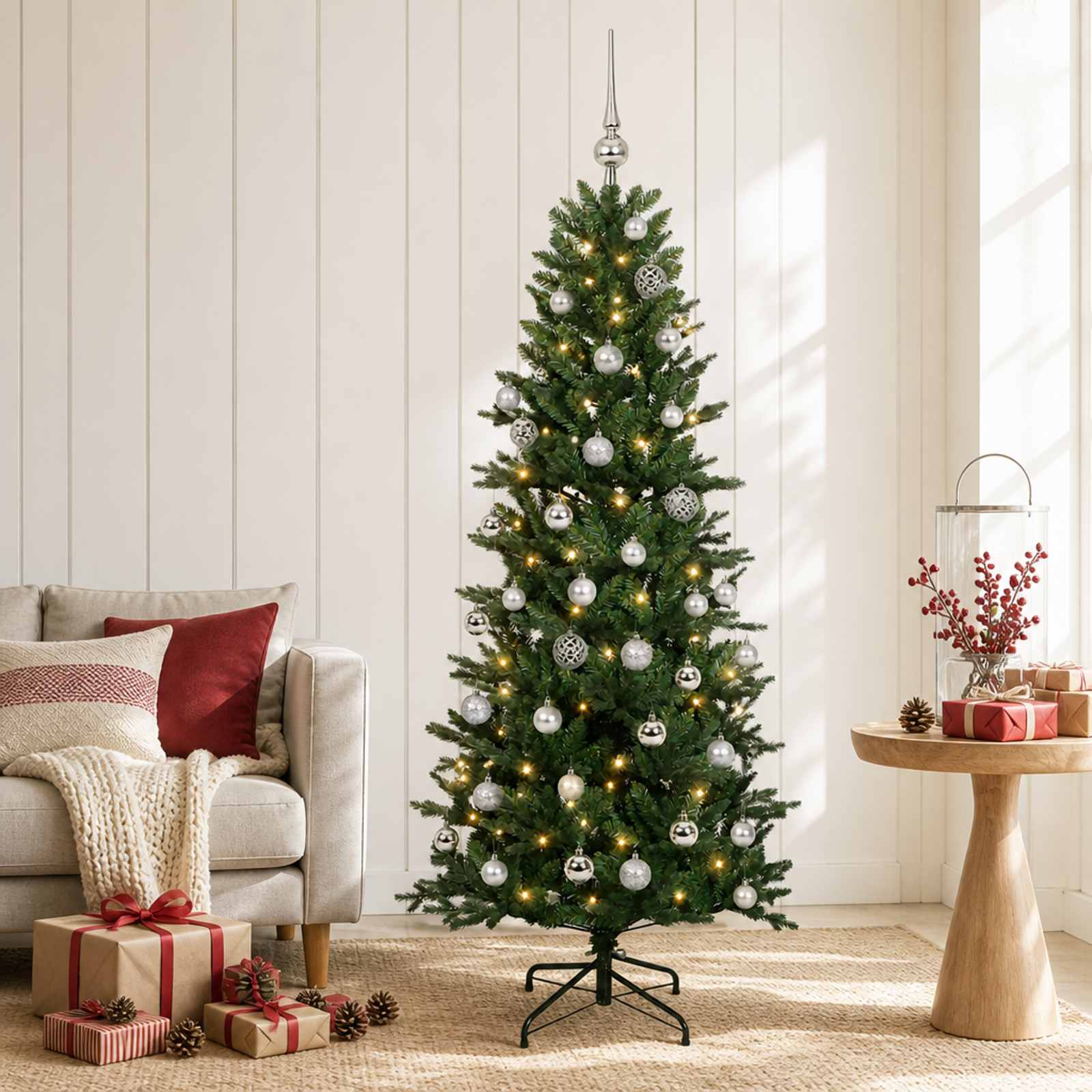 Kunstkuusk koos jõulukuuliga 150 cm 150 LED-i Soe valge