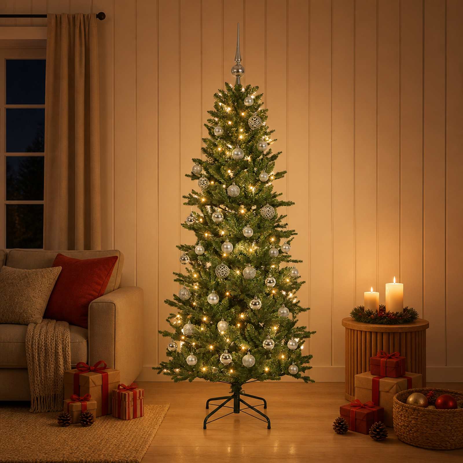 Kunstkuusk koos jõulukuuliga 150 cm 150 LED-i Soe valge