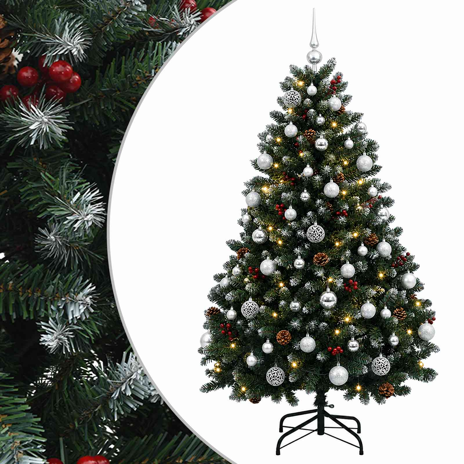 Kunstjõulupuu, roheline, kuuseehetega 150 cm 150 LED-i
