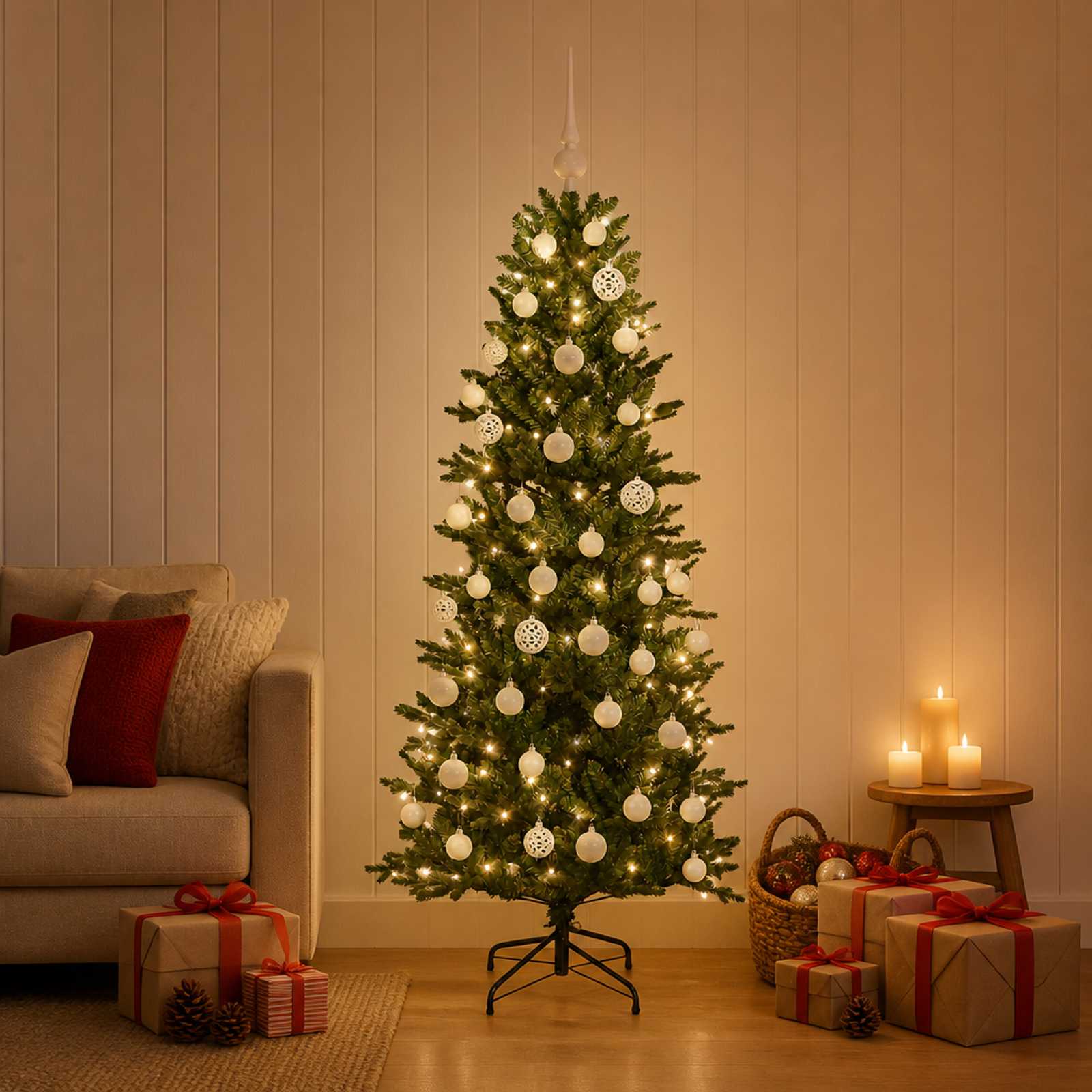 Kunstkuusk koos jõulukuuliga 150 cm 150 LED-i Soe valge