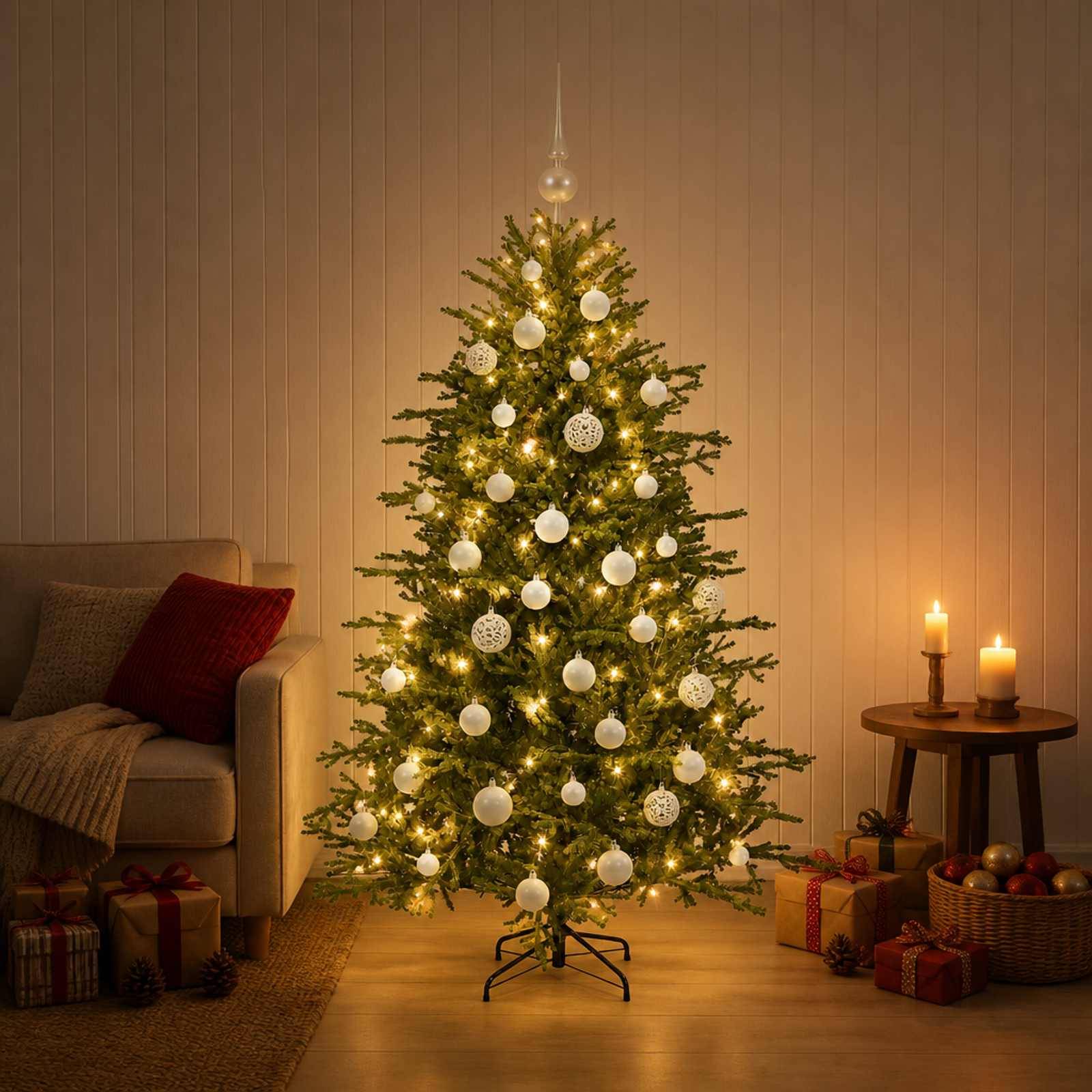 Kunstkuusk koos jõulukuuliga 150 cm 150 LED-i Soe valge