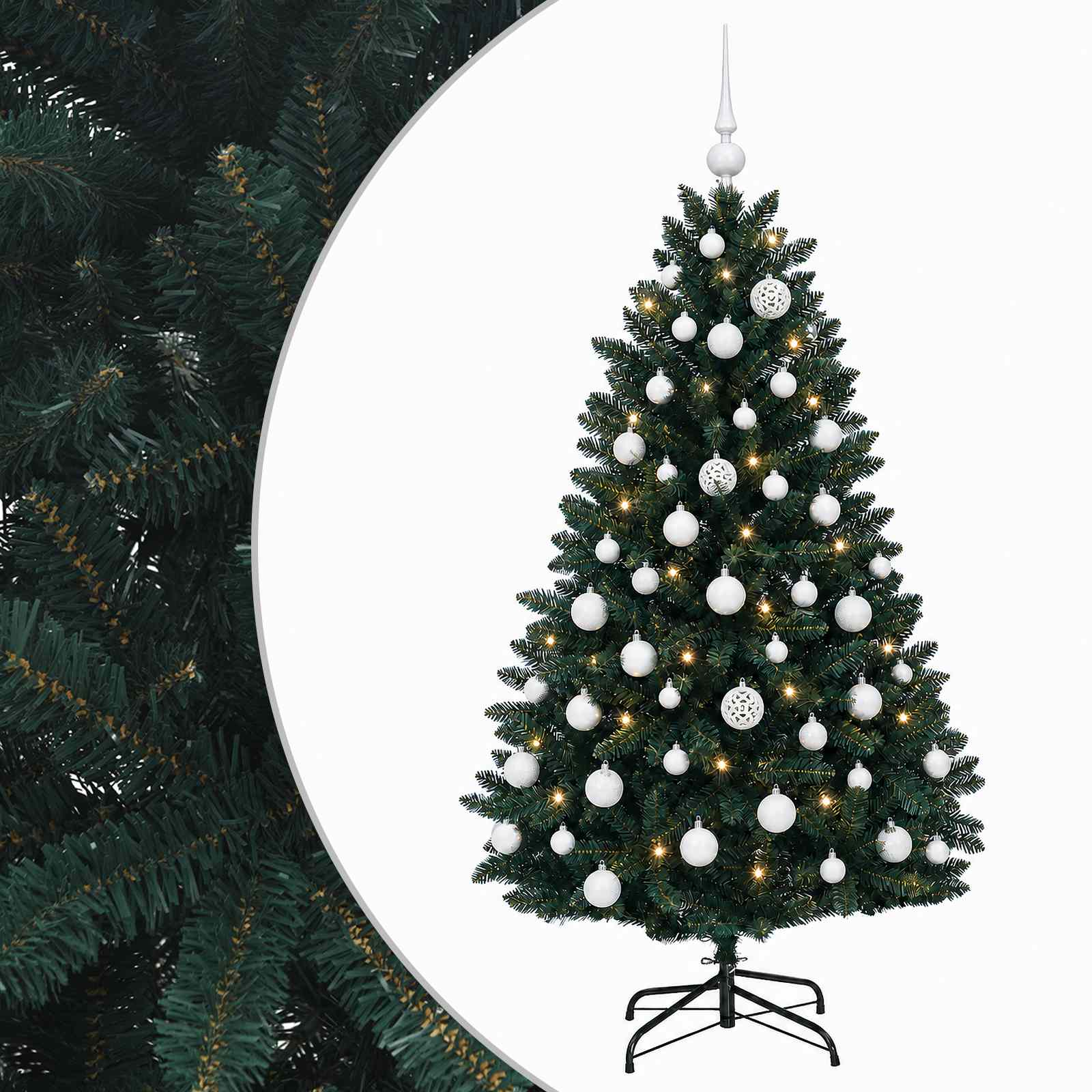 Tumeroheline kunstjõulukuusk koos jõulukuuliga 150 cm 150 LED-i