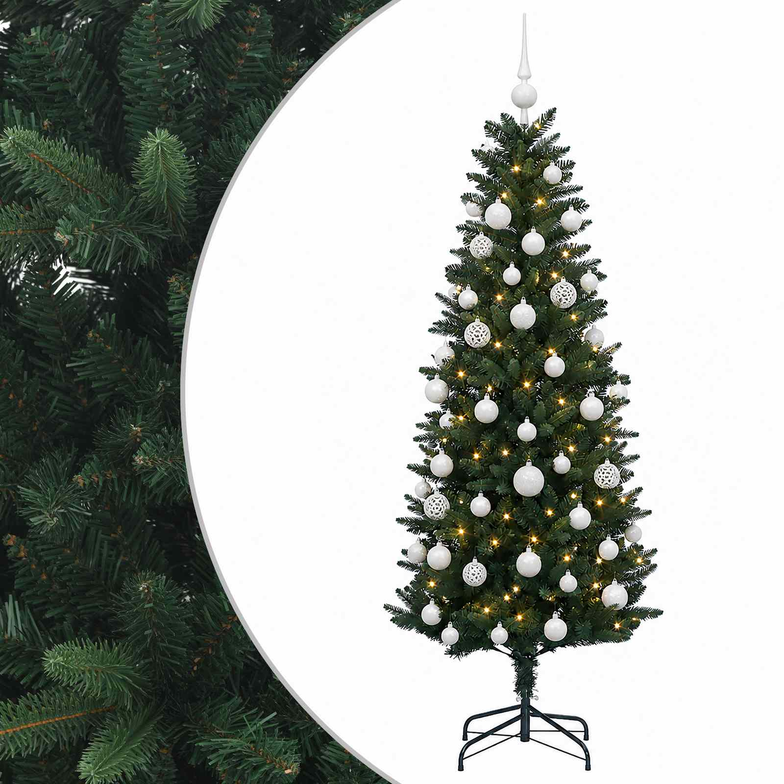 Tehisjõulukuusk koos kaunistustega 120 cm 150 LED-i Soe valge