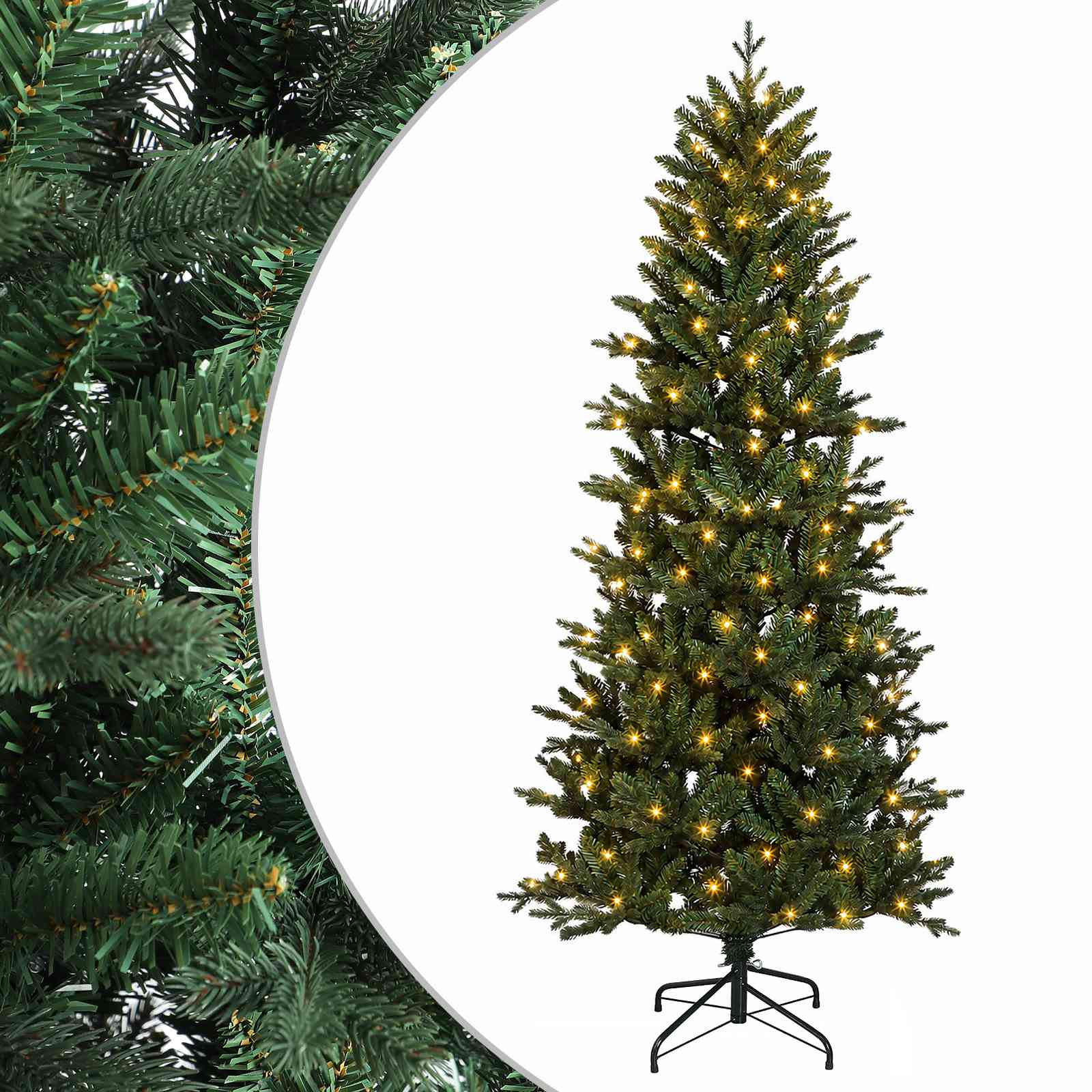 Kunstlik kokkupandav jõulupuu 180 cm 300 LED-i Soe valge