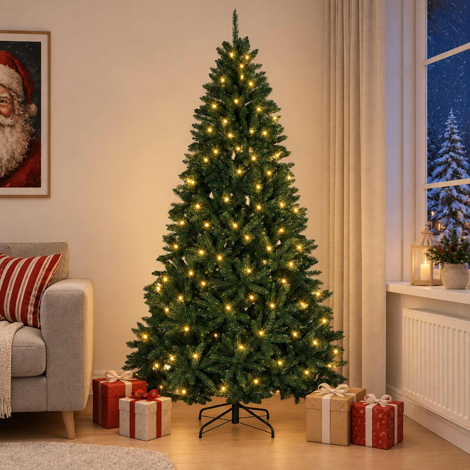Kunstlik kokkupandav jõulupuu 210 cm 300 LED-i Soe valge