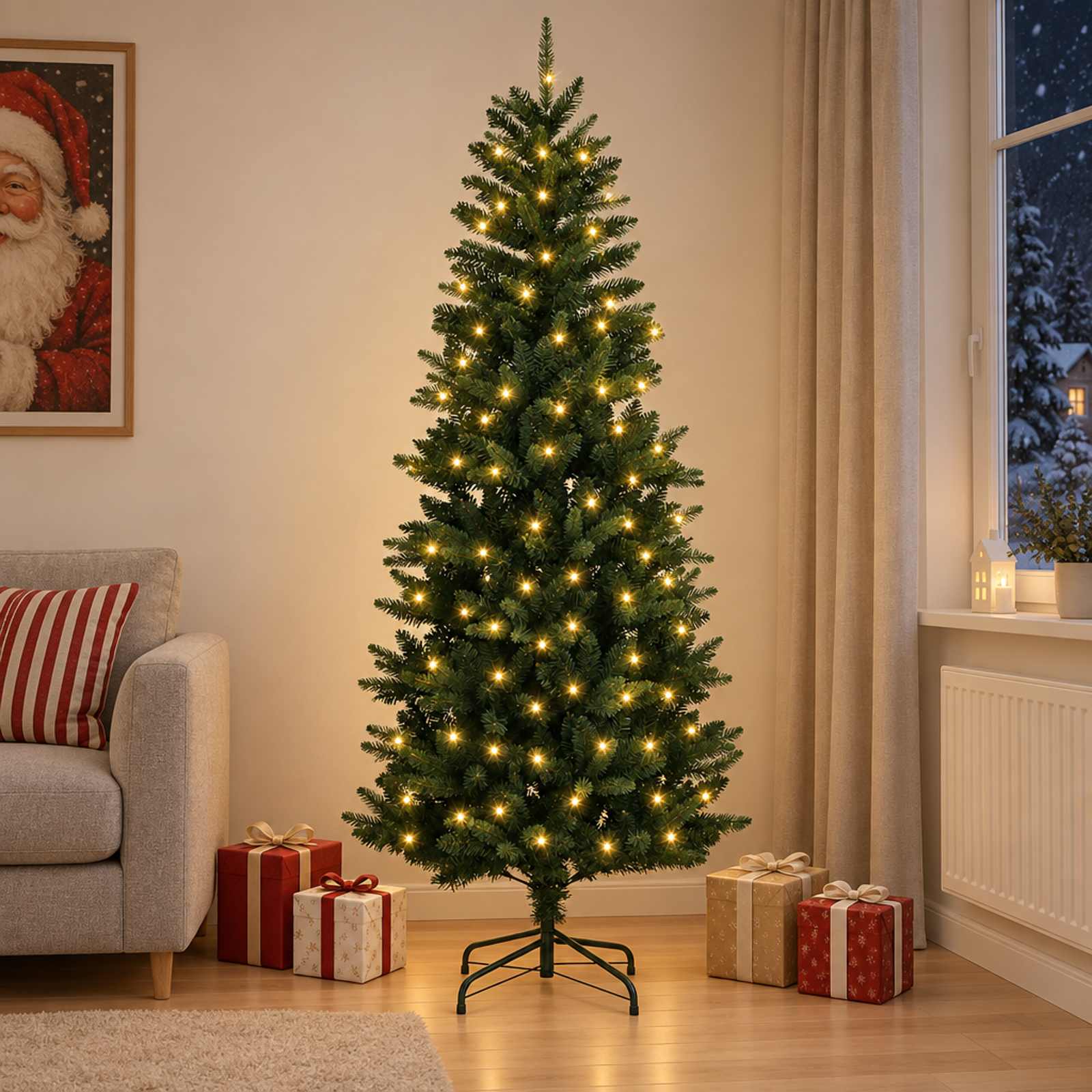 Kunstlik kokkupandav jõulupuu 180 cm 300 LED-i Soe valge