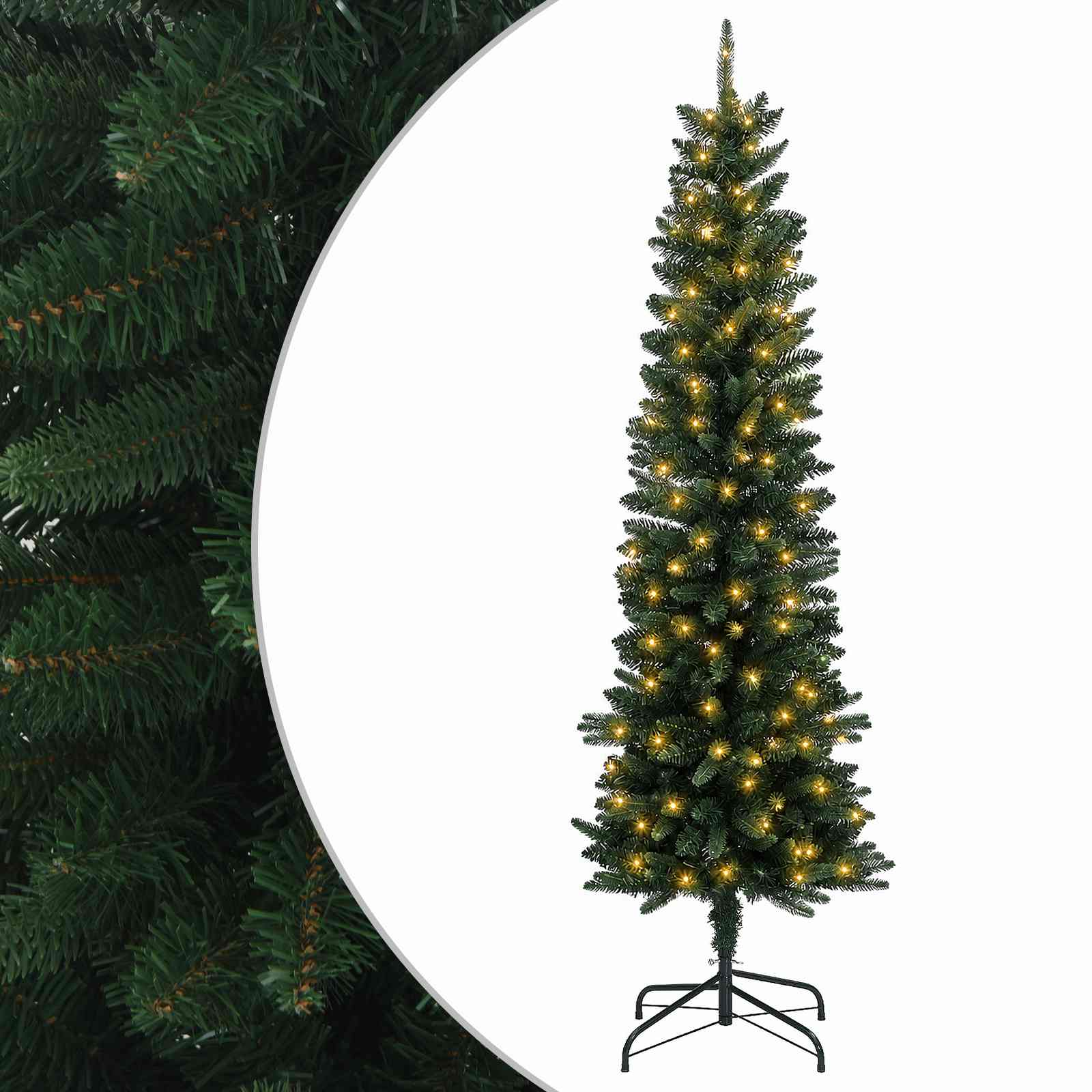 Kunstlik õhuke jõulukuusk 210 cm 300 LED-i Soe valge PE ja PVC