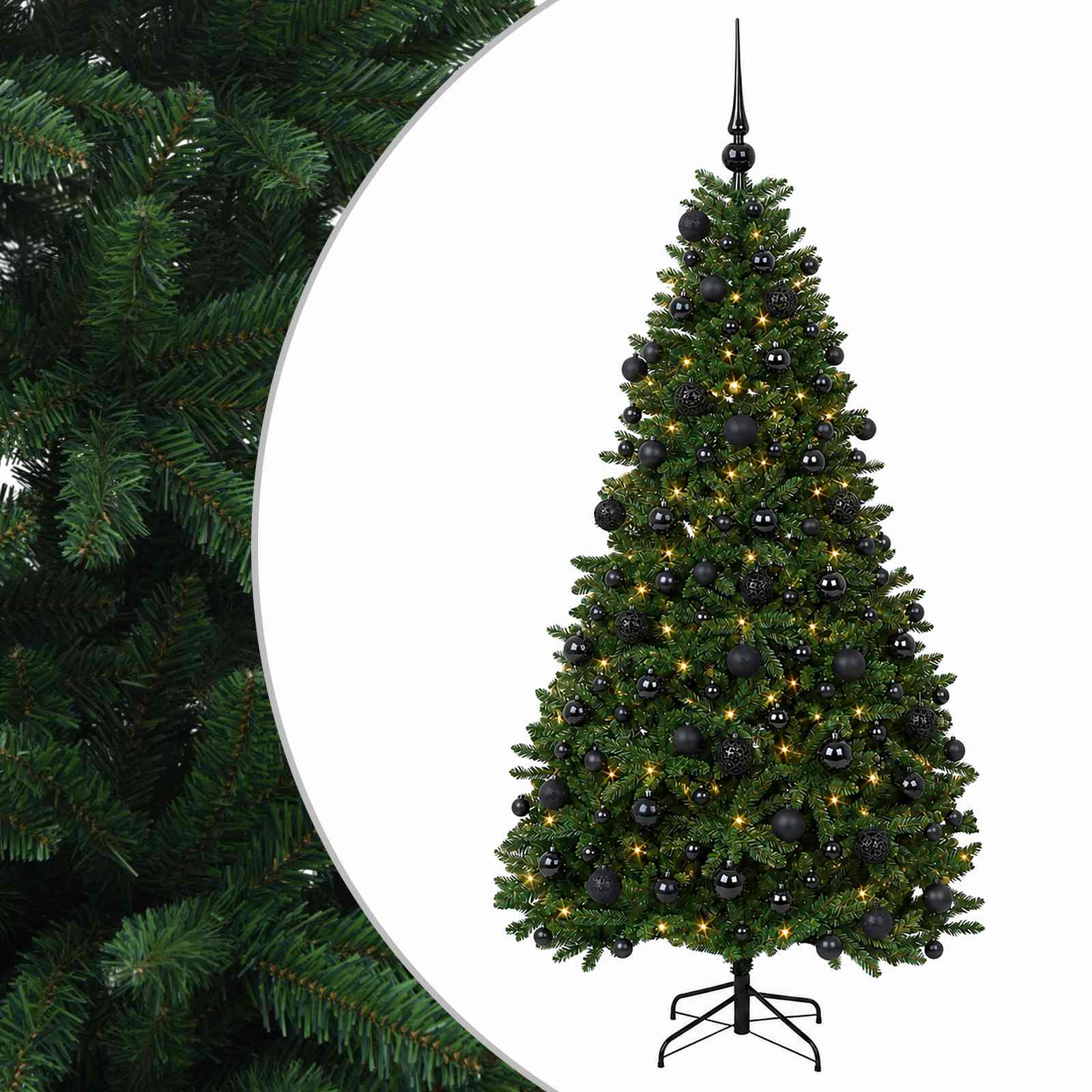 Kunstkuusk, keskroheline, jõulukuulidega 180 cm 300 LED-i