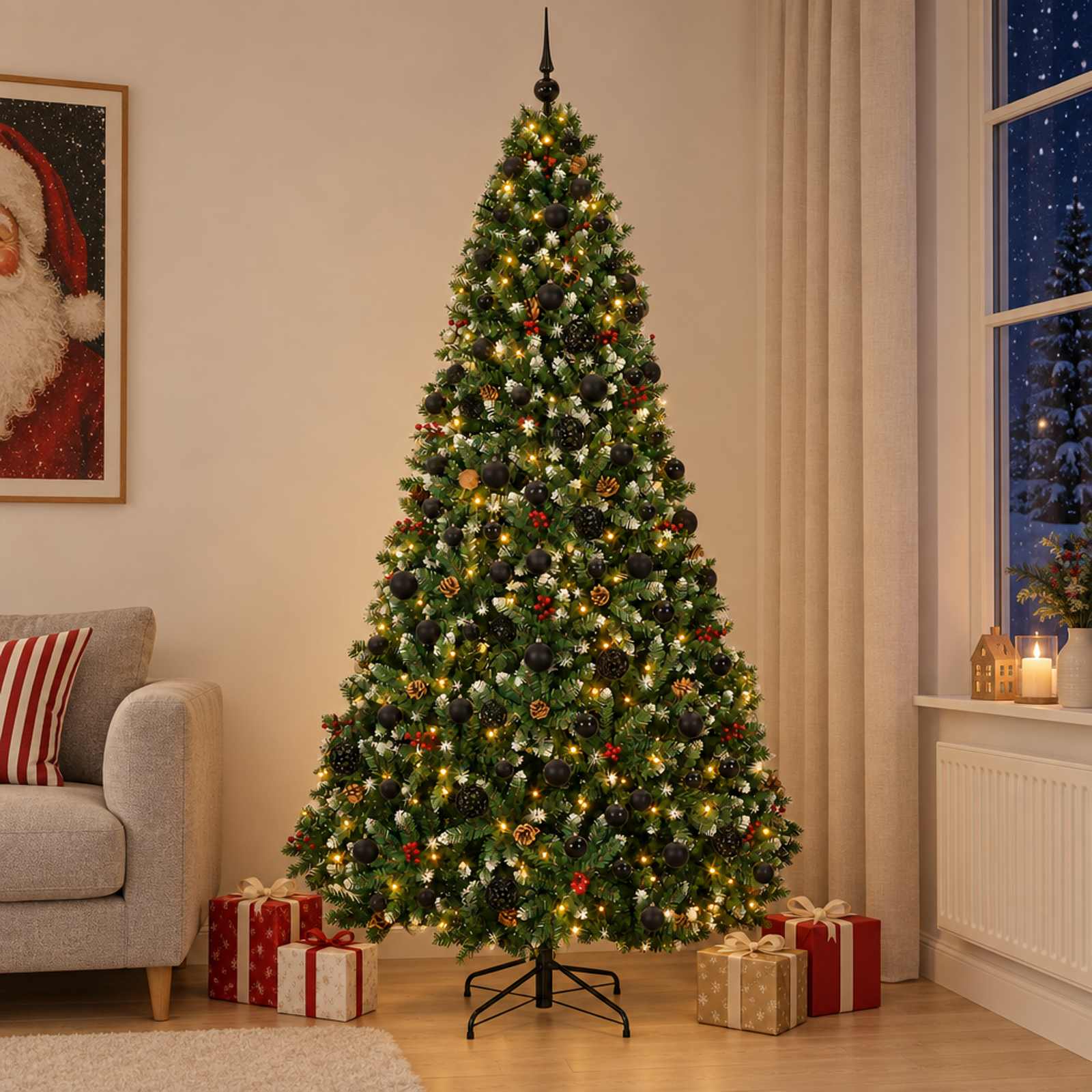 Kunstlik jõulupuu, roheline, kuuseehtega 210 cm 300 LED-i